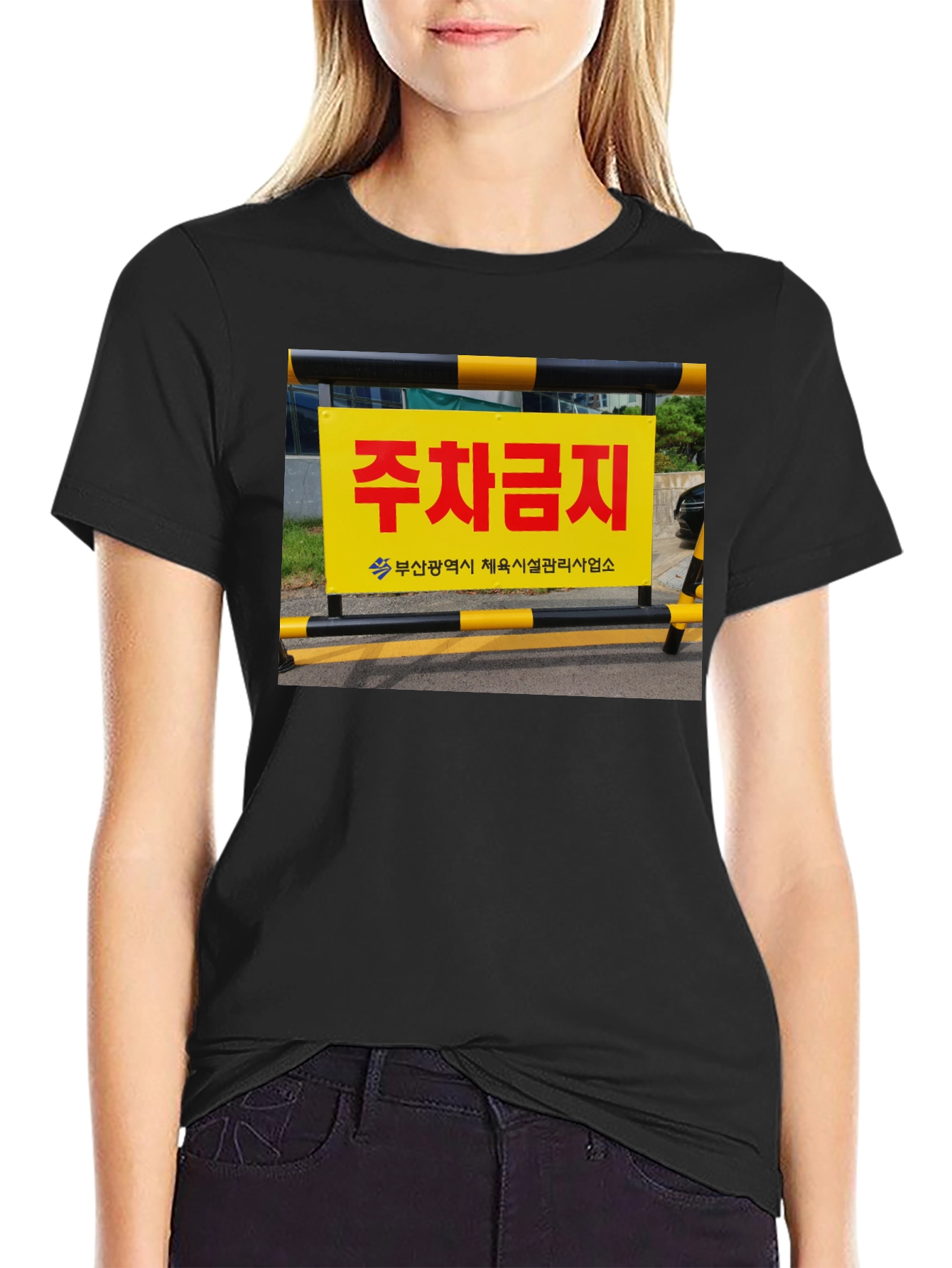 No Parking Korean Sign Graphic Tee - Unique Streetwear