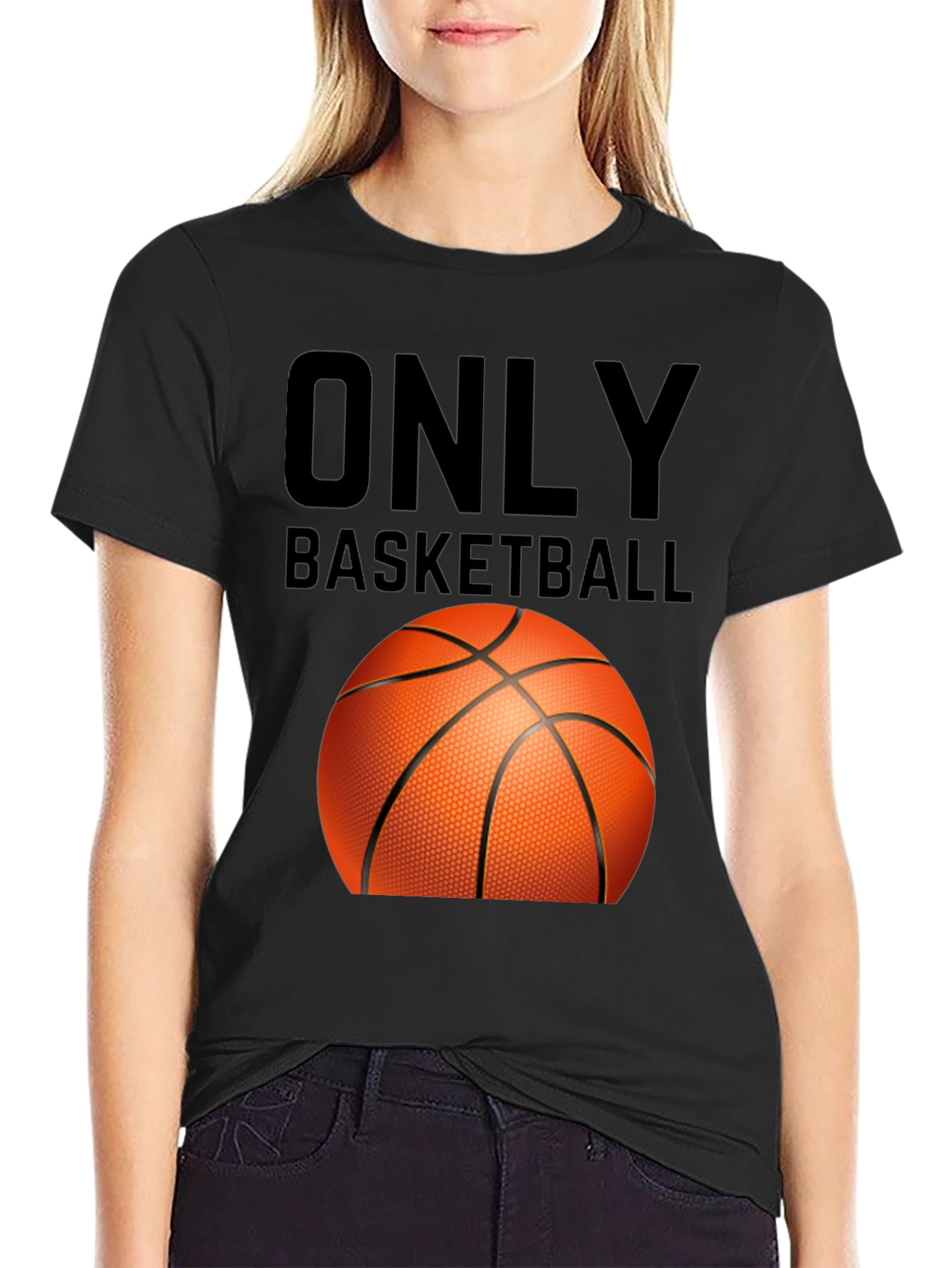 Only Basketball Graphic Tee - Black Cotton T-Shirt