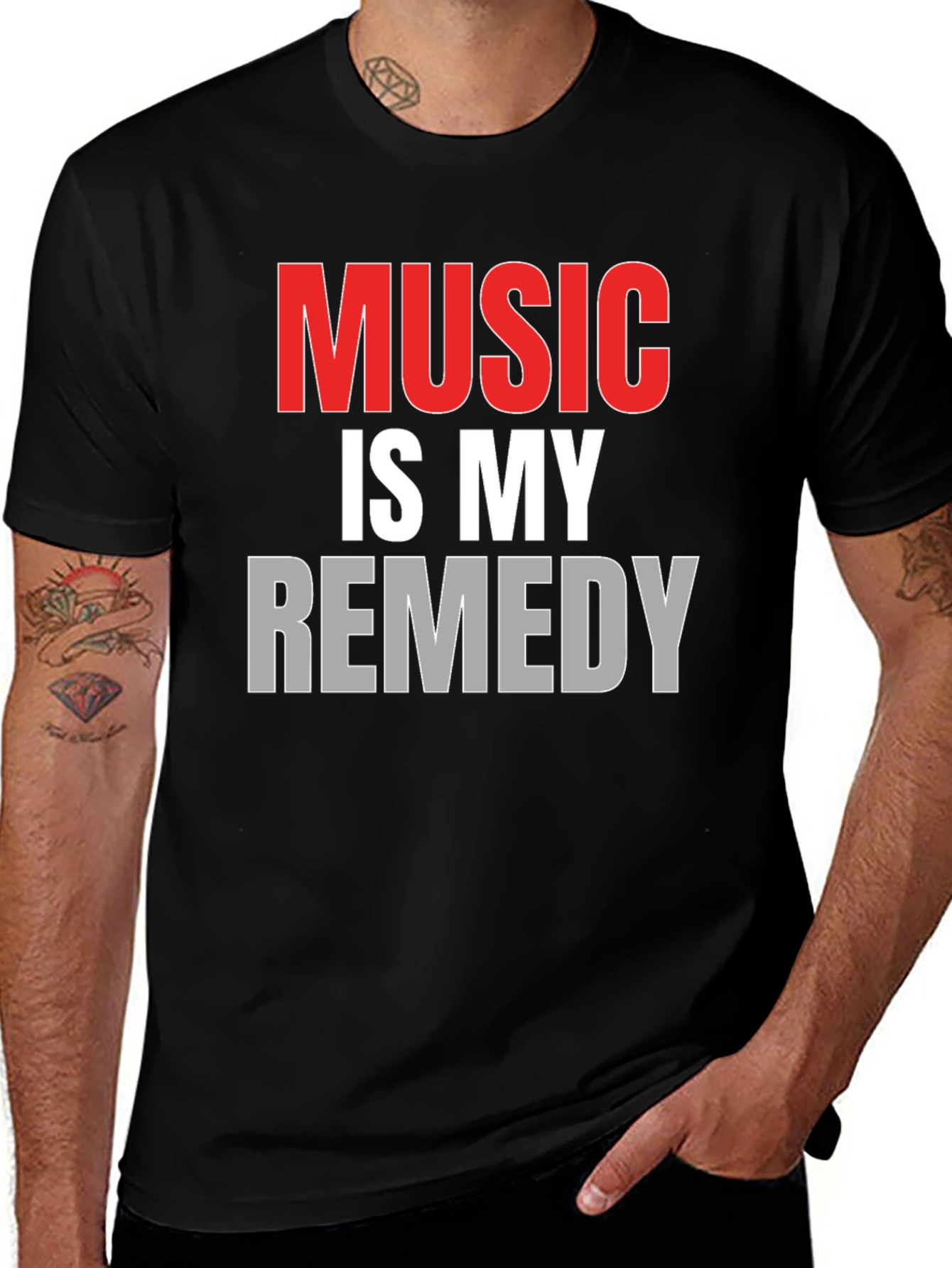 Music is My Remedy Graphic T-Shirt - Black