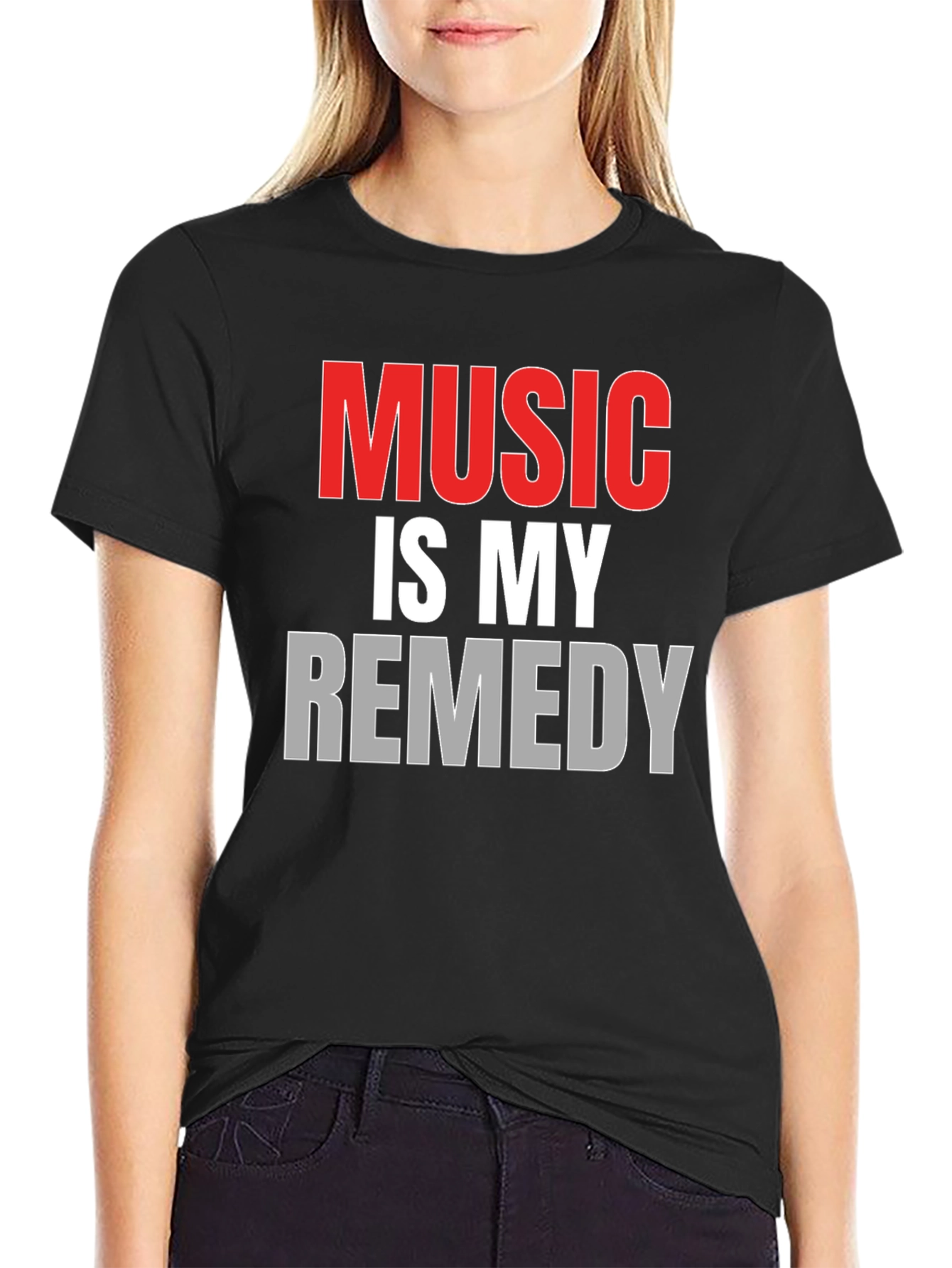 Music is My Remedy Graphic T-Shirt - Black