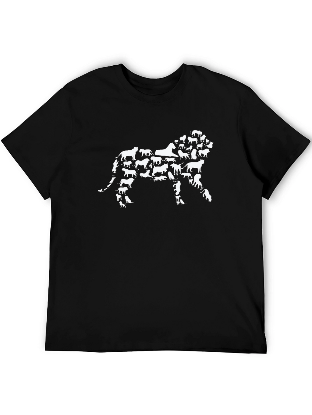 Lion Made of Cats Black T-Shirt