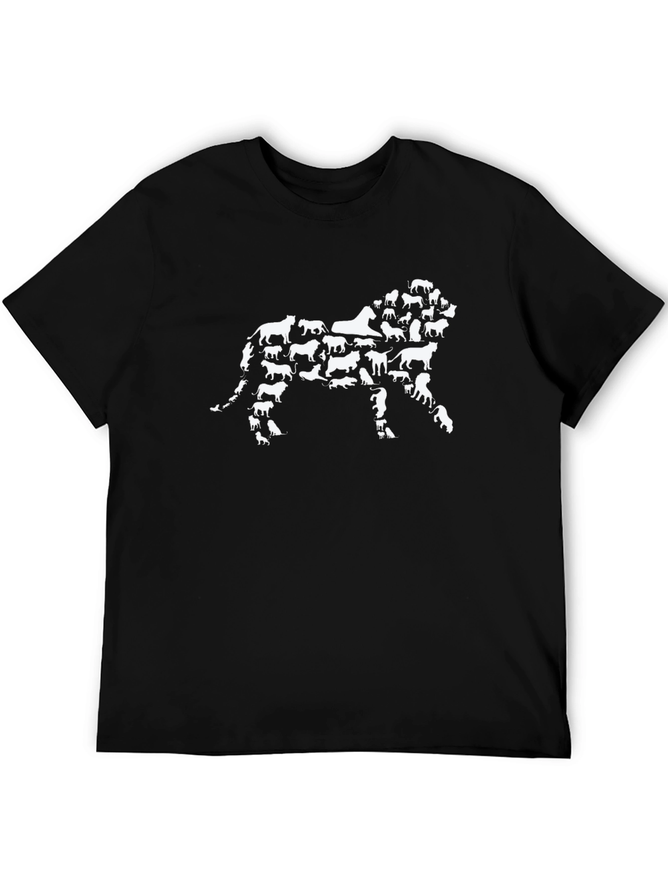 Lion Made of Cats Black T-Shirt