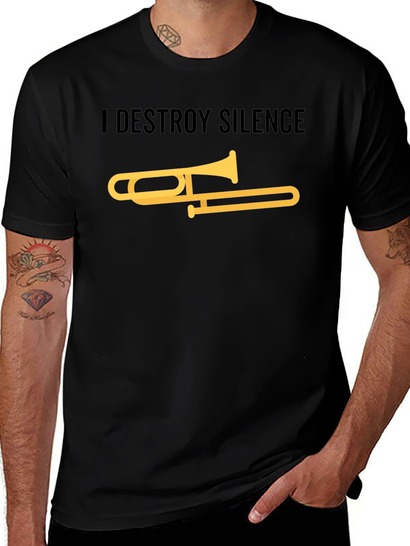 I Destroy Silence Trombone T-Shirt - Musician Tee