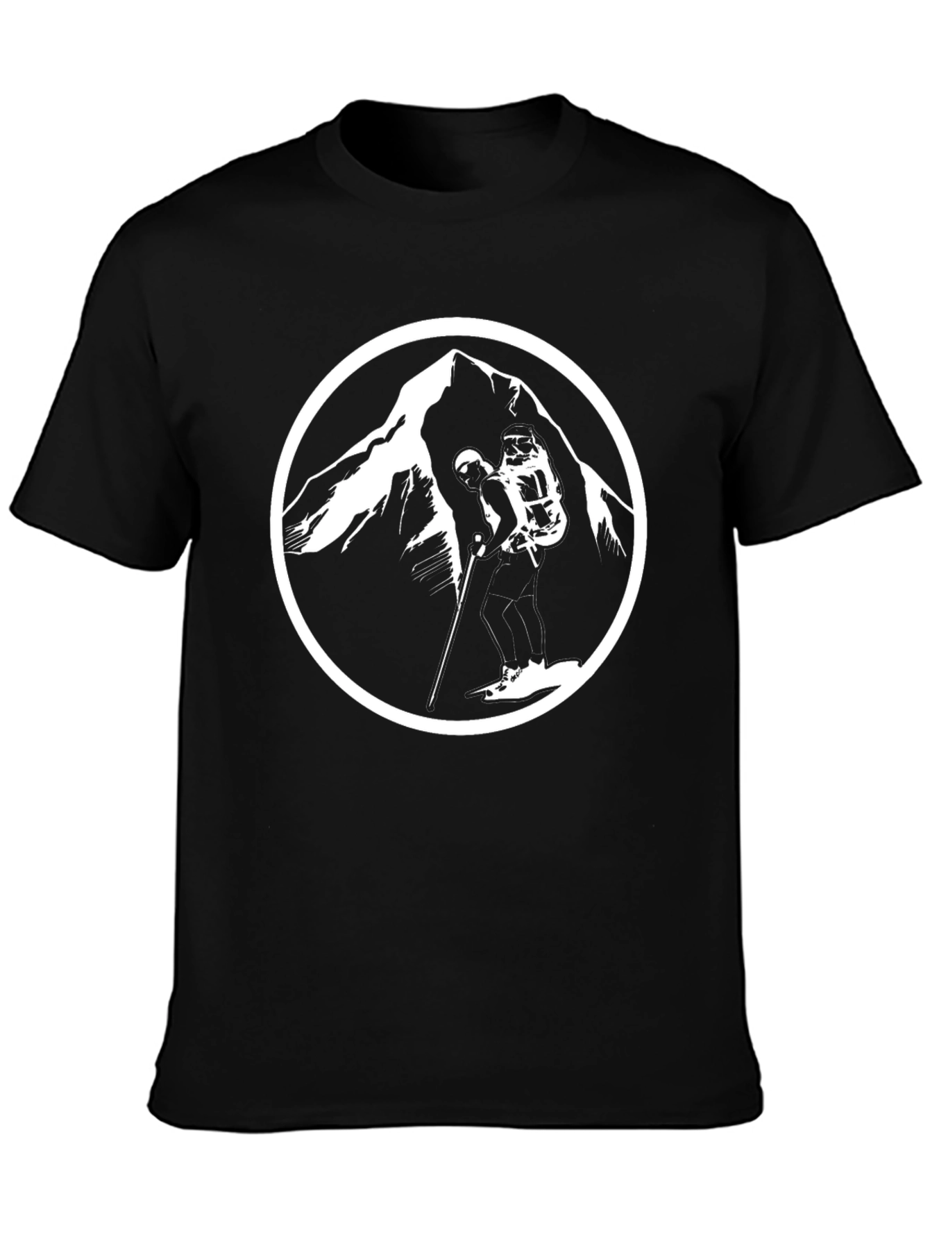 Mountain Hiker Graphic Tee - Black Crew Neck
