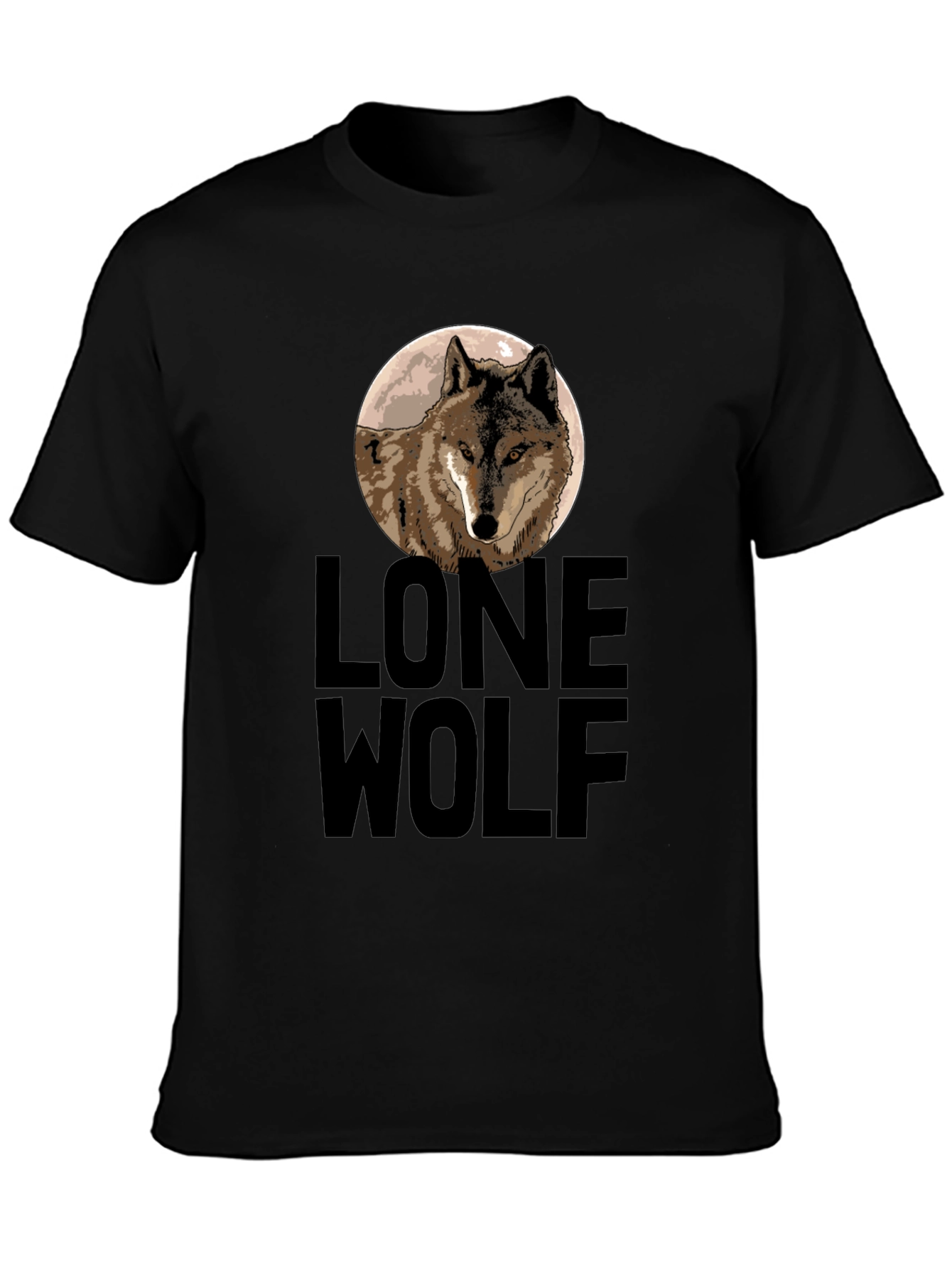 Lone Wolf Graphic Tee - Black Cotton T-Shirt