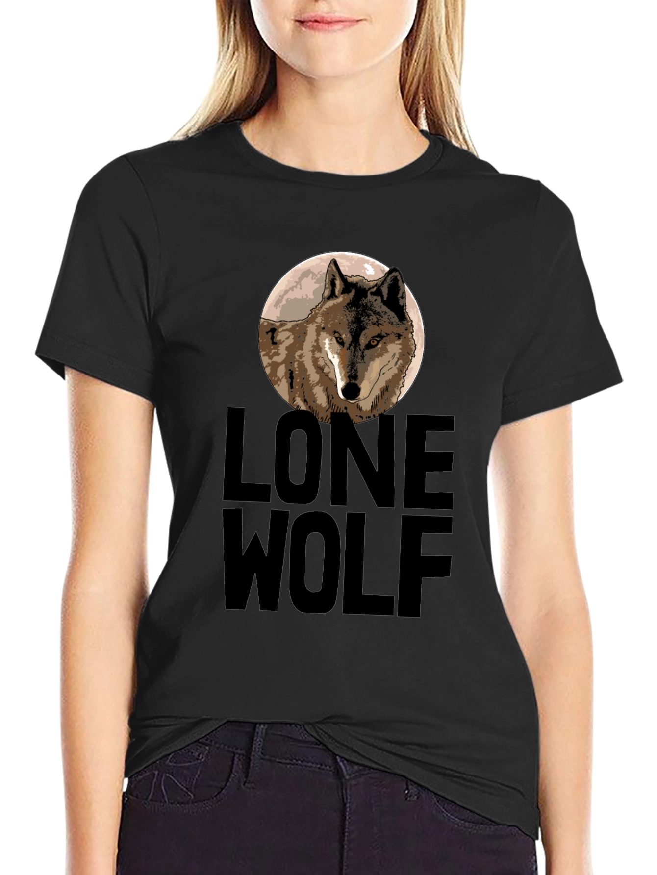 Lone Wolf Graphic Tee - Black Cotton T-Shirt