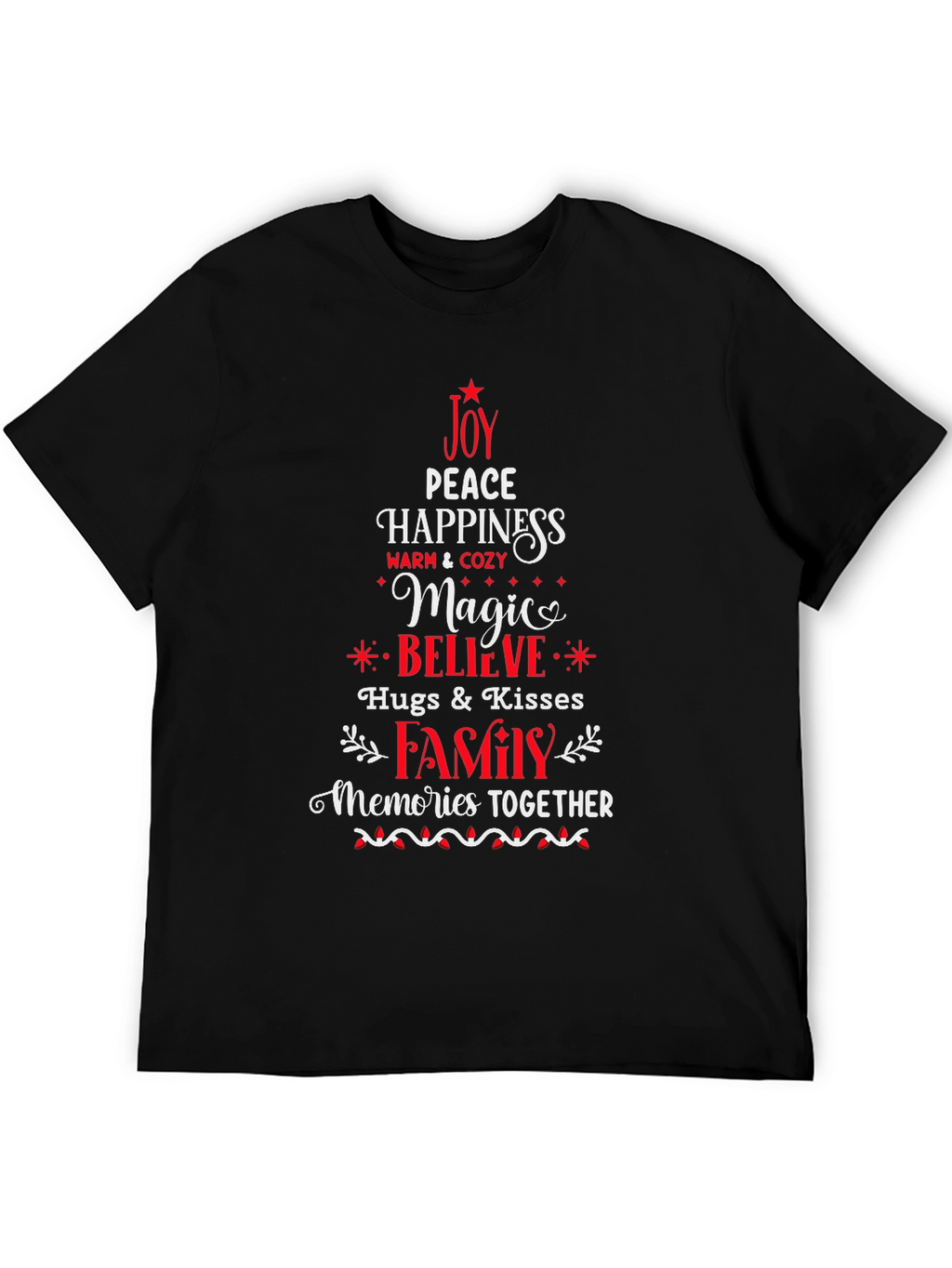 Joy Peace Happiness T-Shirt Festive Holiday Tee