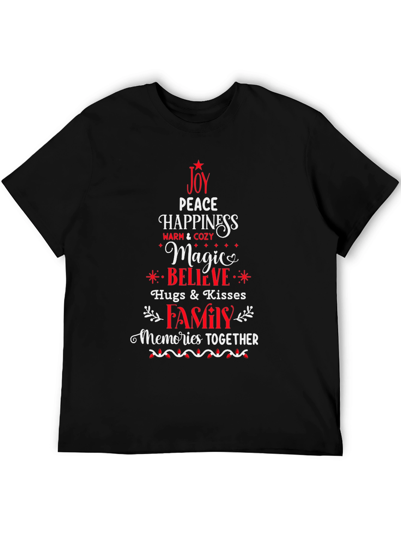 Joy Peace Happiness T-Shirt Festive Holiday Tee