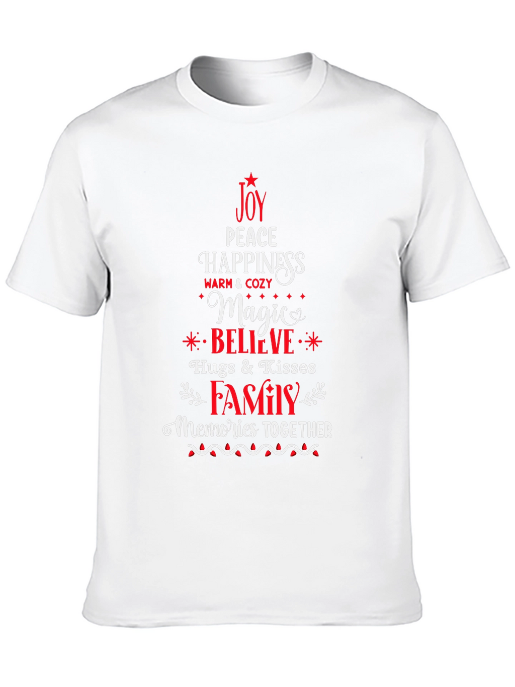 Joy Peace Happiness T-Shirt Festive Holiday Tee