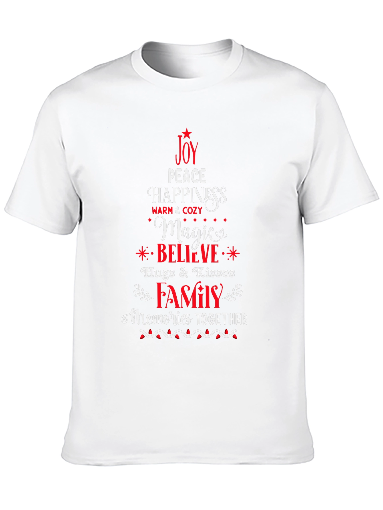 Joy Peace Happiness T-Shirt Festive Holiday Tee