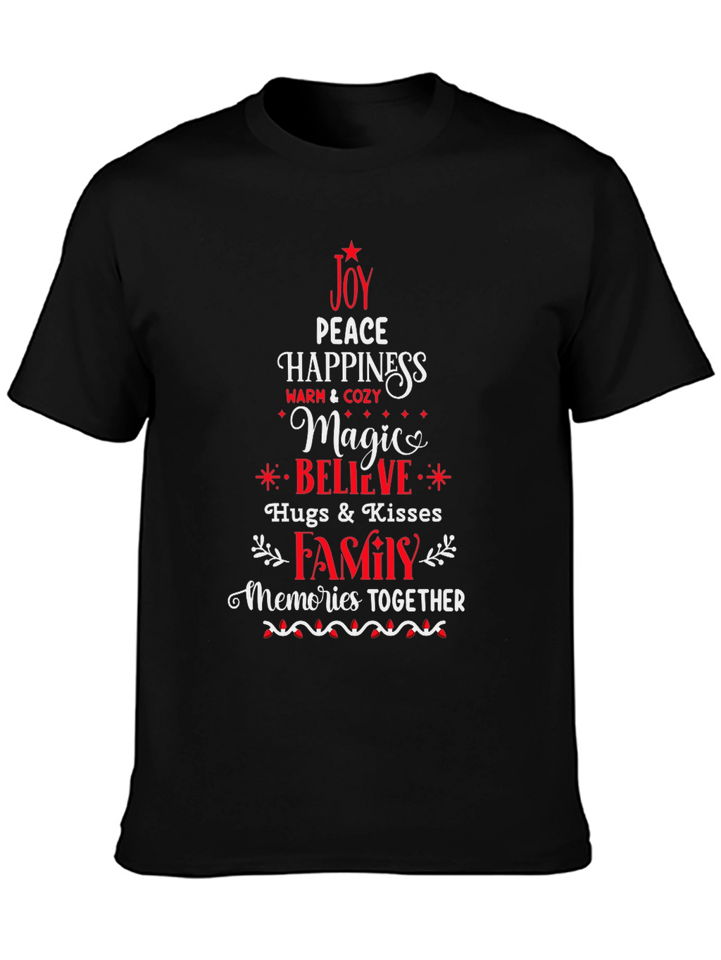 Joy Peace Happiness T-Shirt Festive Holiday Tee