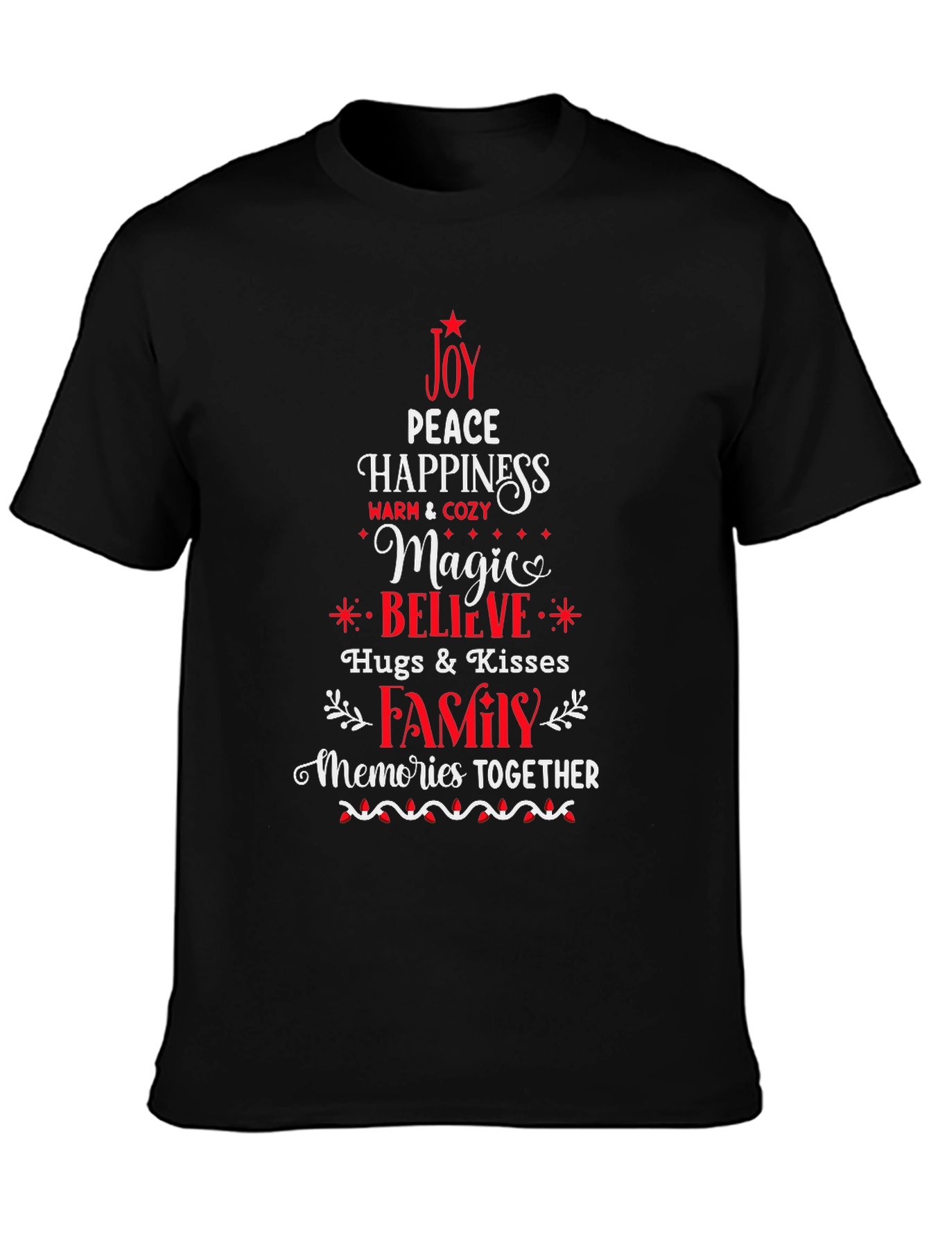 Joy Peace Happiness T-Shirt Festive Holiday Tee