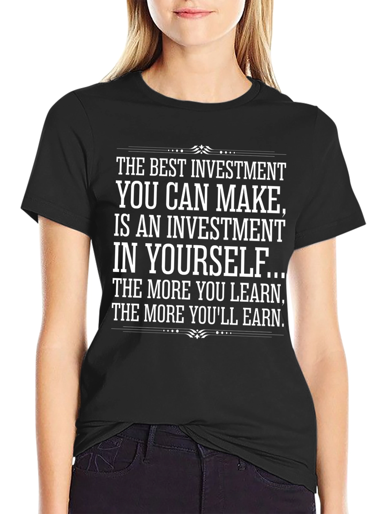 Motivational Investment In Yourself Black T-Shirt