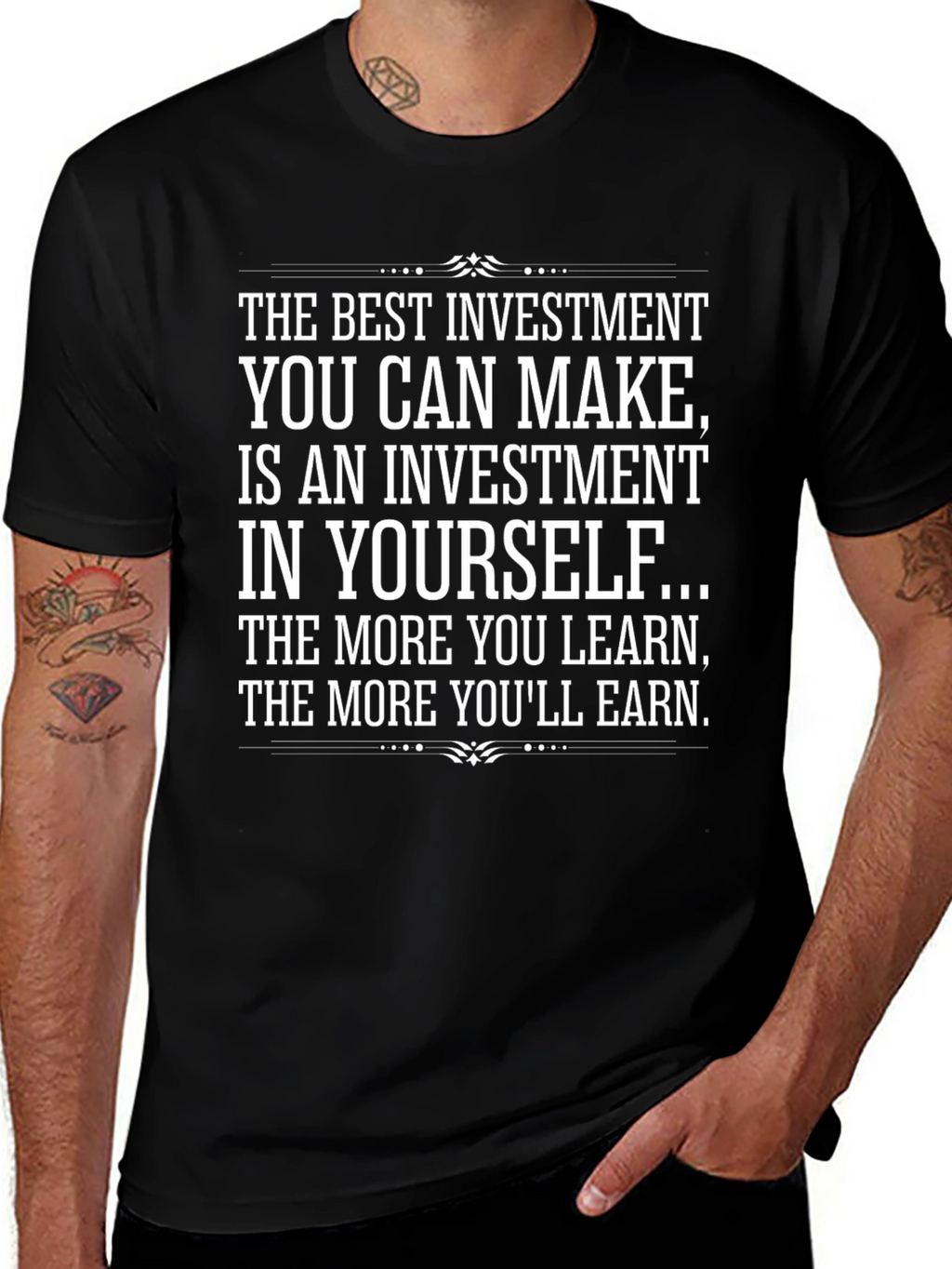 Motivational Investment In Yourself Black T-Shirt