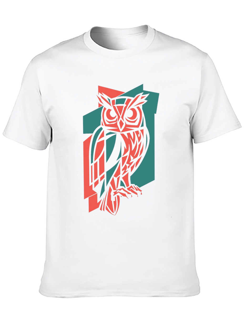 Geometric Owl Print Black T-Shirt