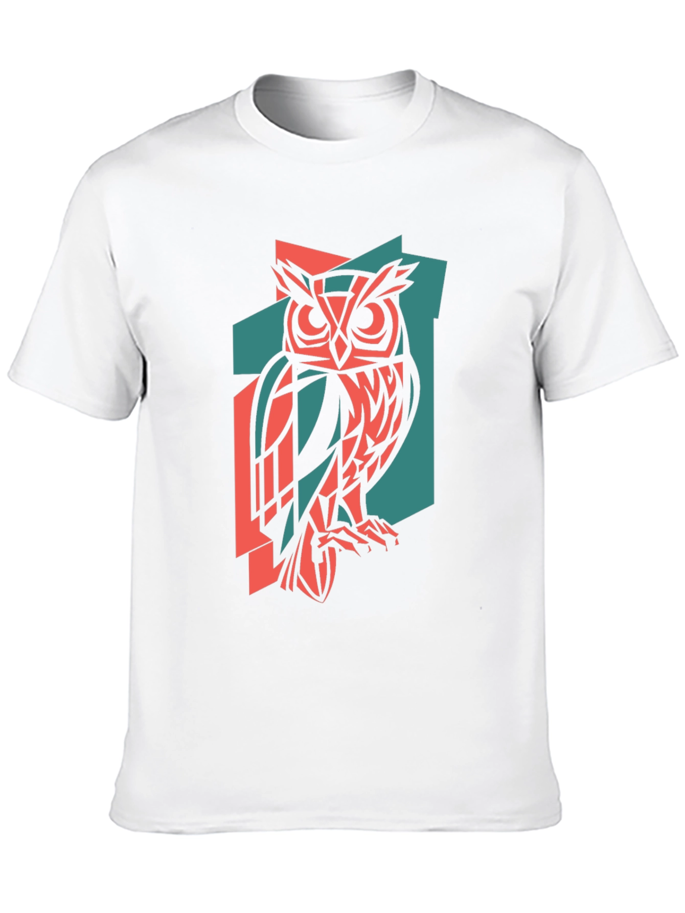 Geometric Owl Print Black T-Shirt