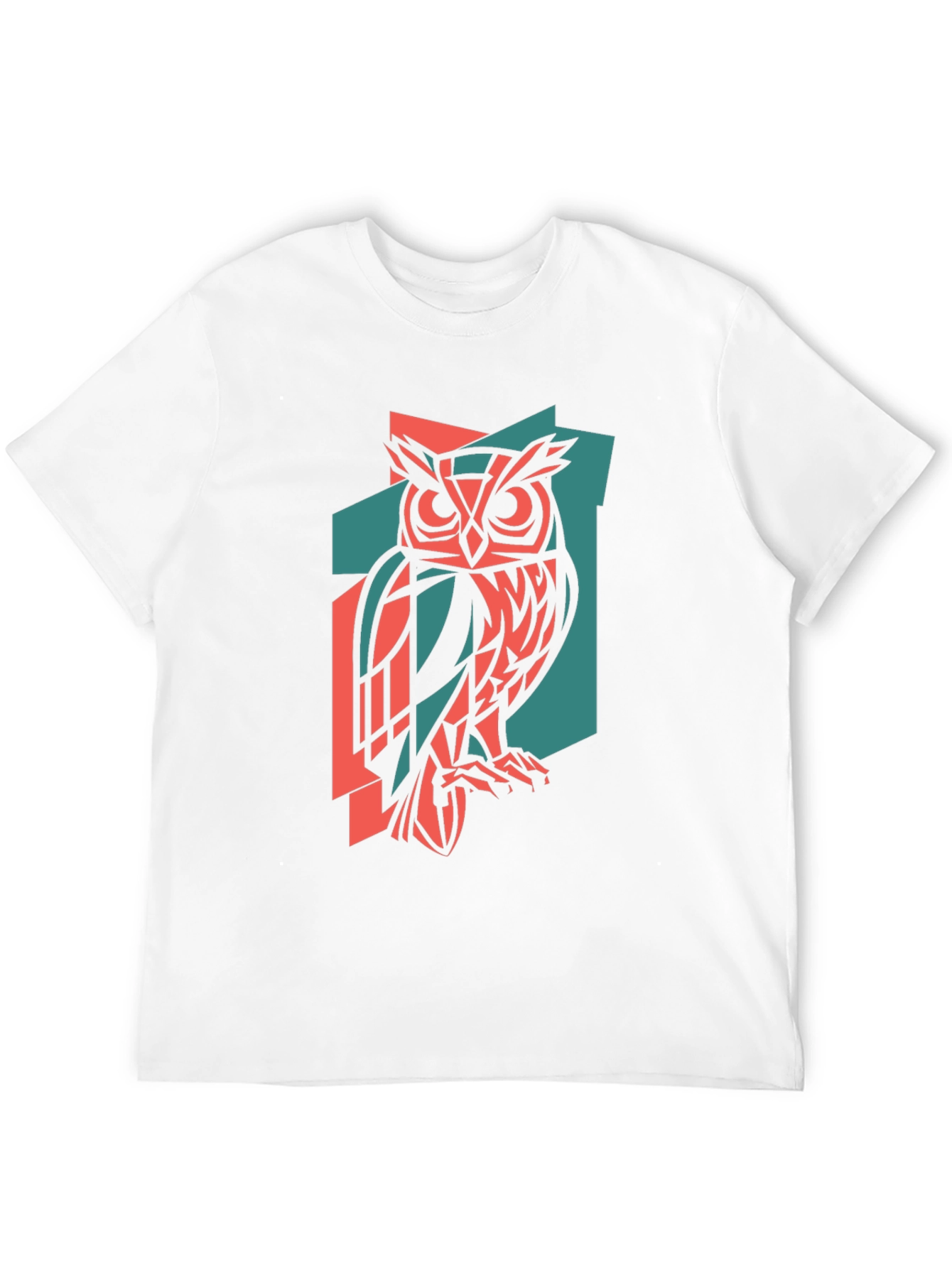 Geometric Owl Print Black T-Shirt