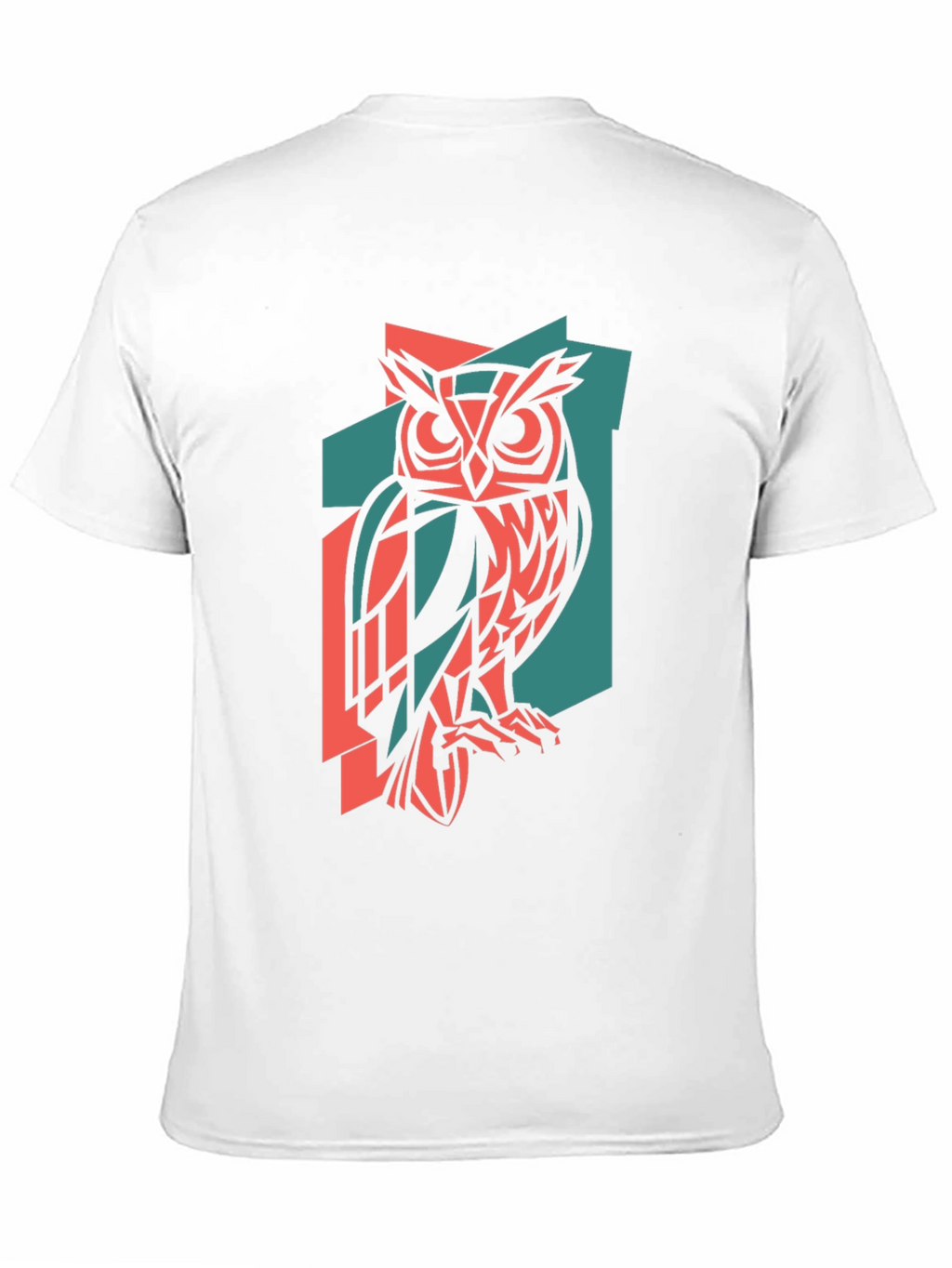 Geometric Owl Print Black T-Shirt