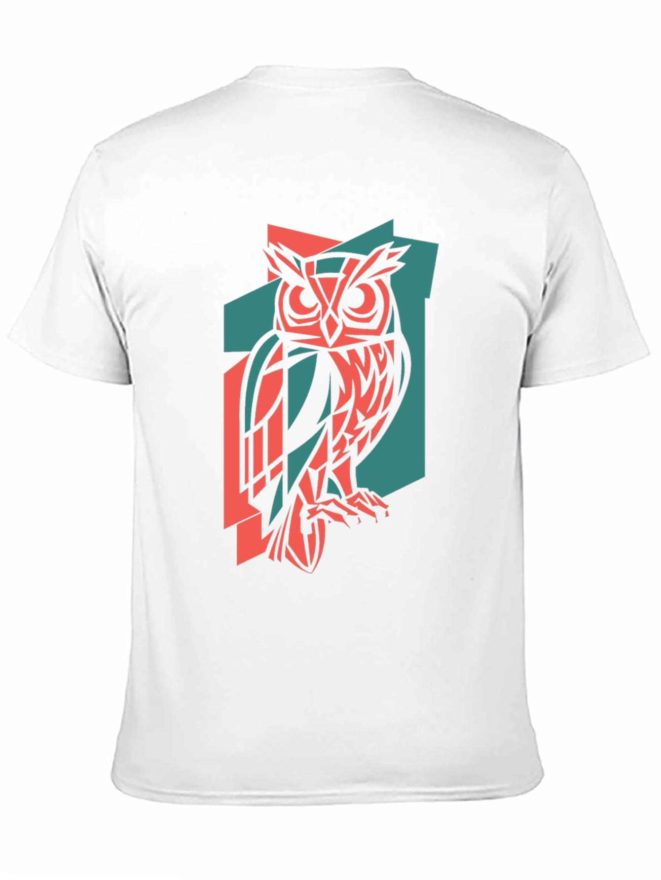 Geometric Owl Print Black T-Shirt