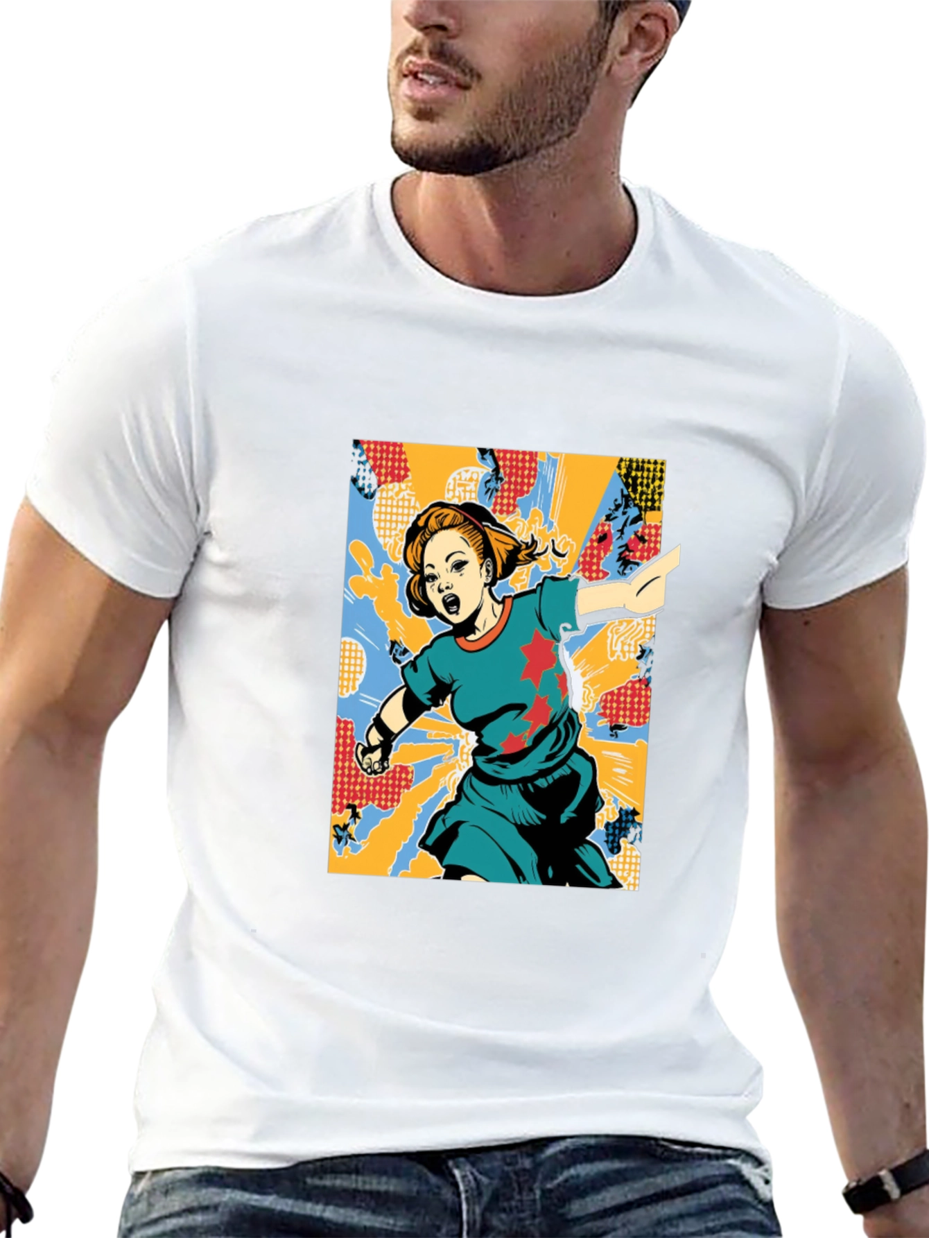 Graphic Print T-Shirt: Girl with Star