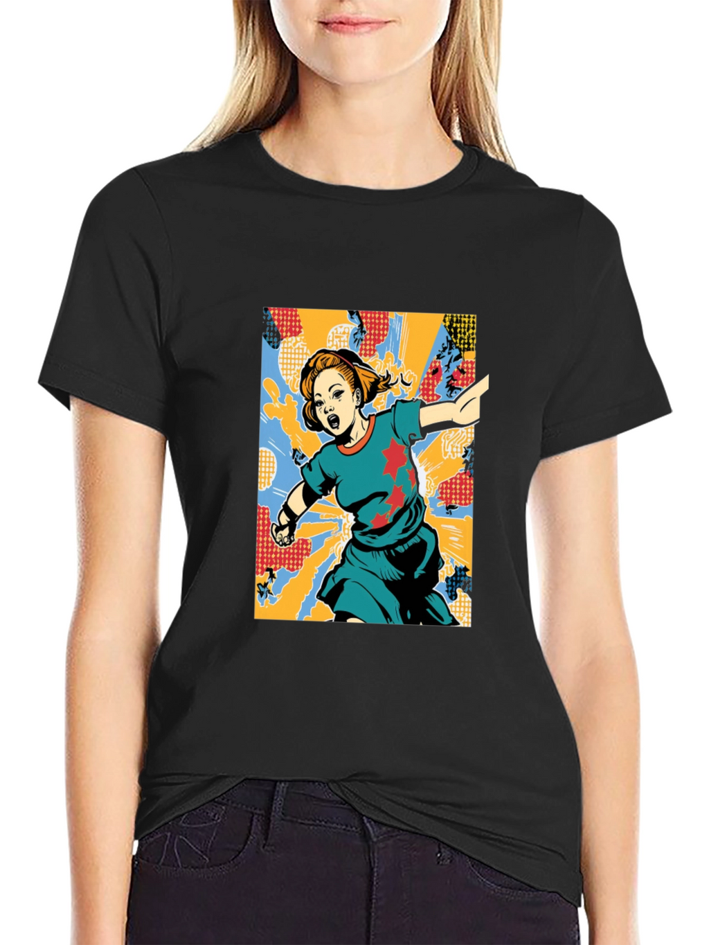 Graphic Print T-Shirt: Girl with Star