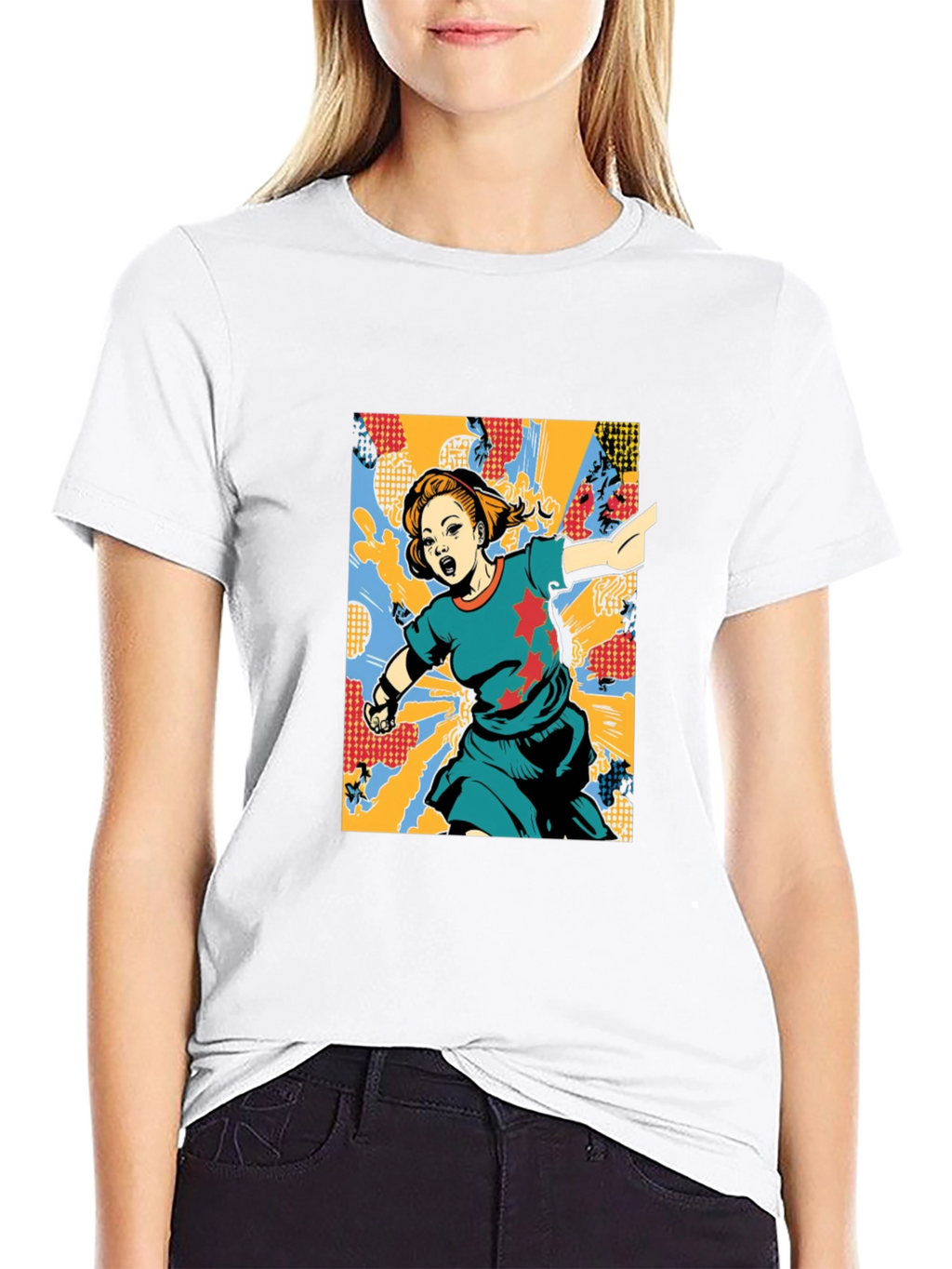 Graphic Print T-Shirt: Girl with Star