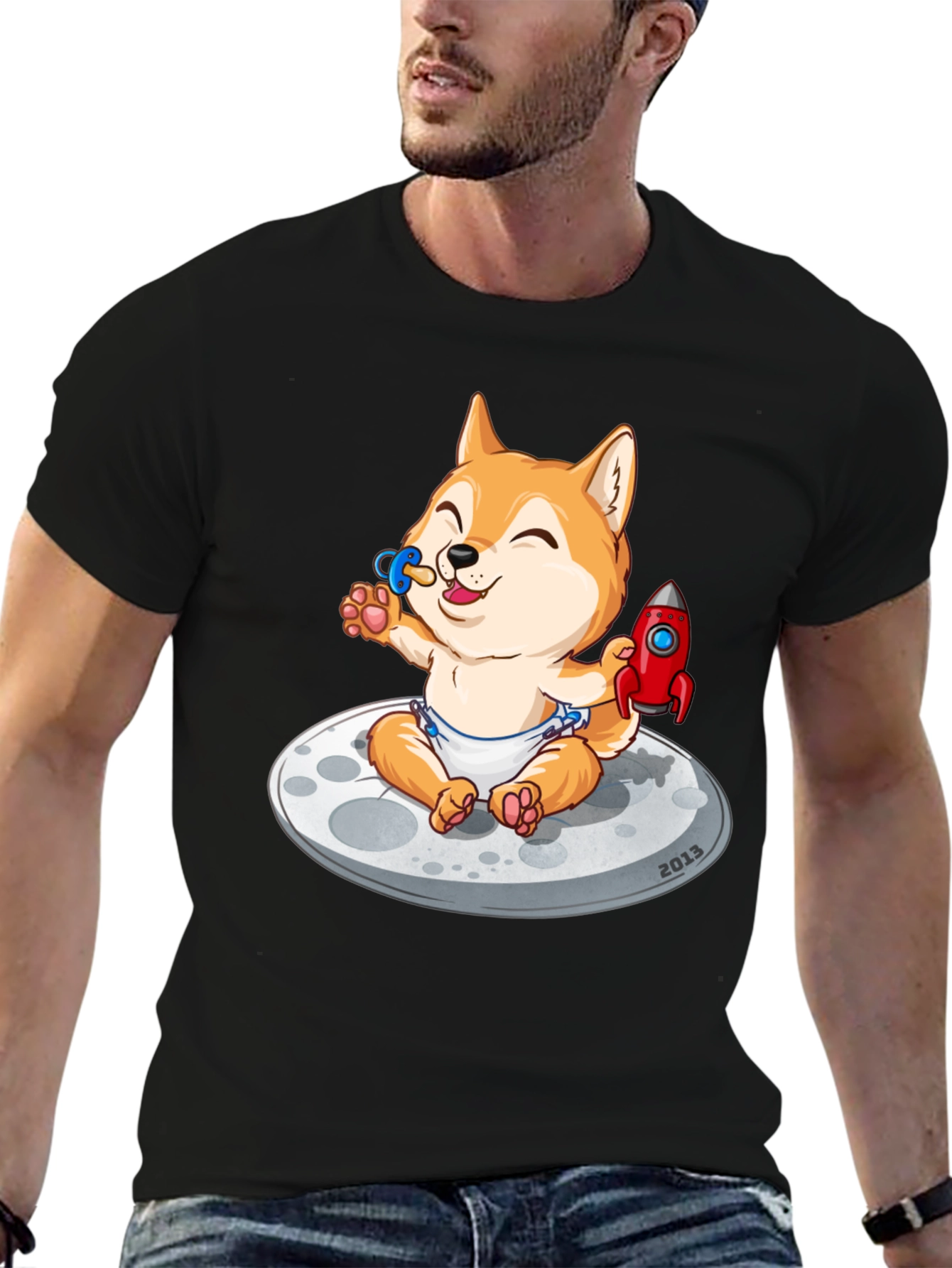 Cute Doge Baby on Moon T-Shirt