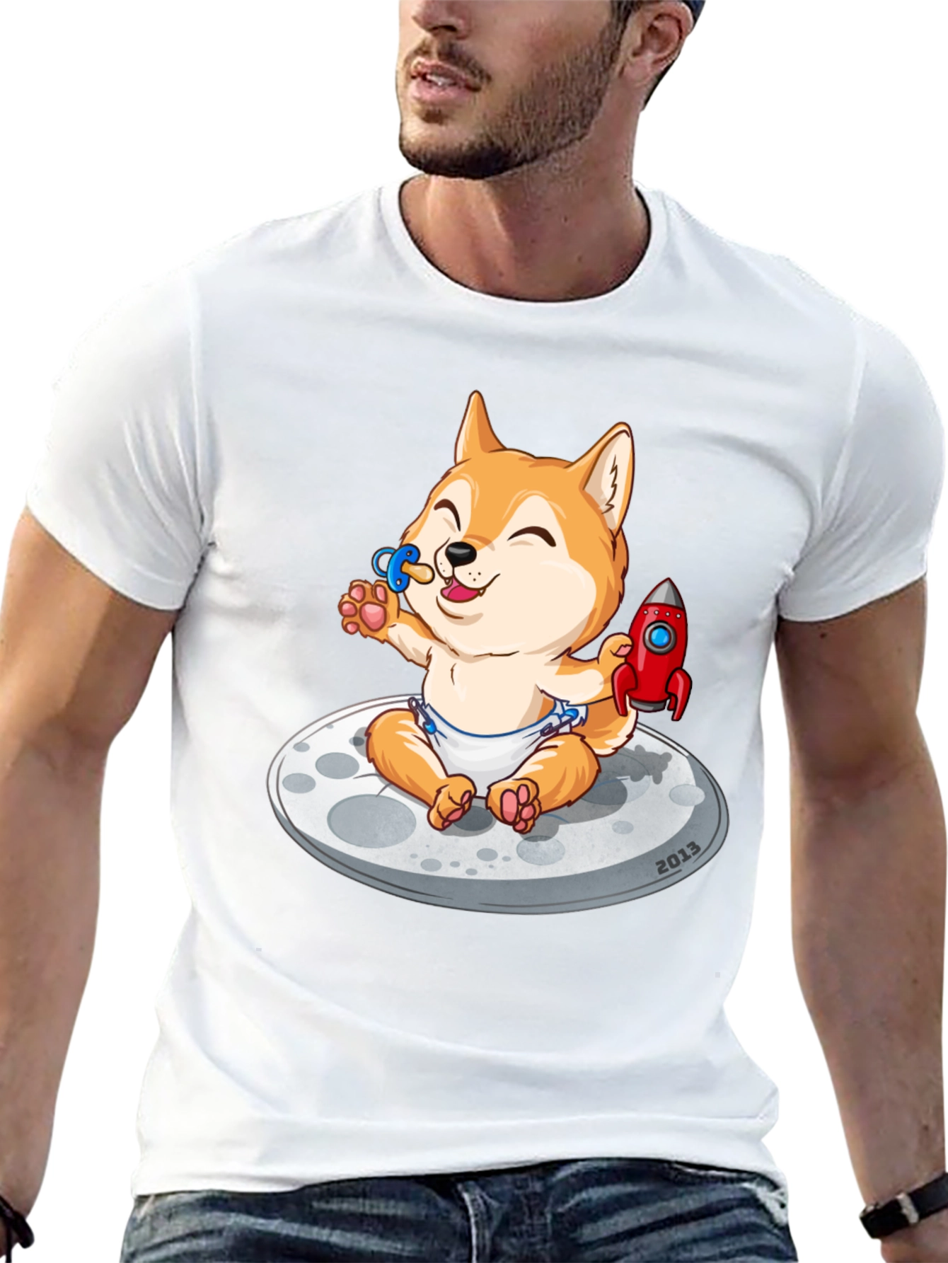 Cute Doge Baby on Moon T-Shirt