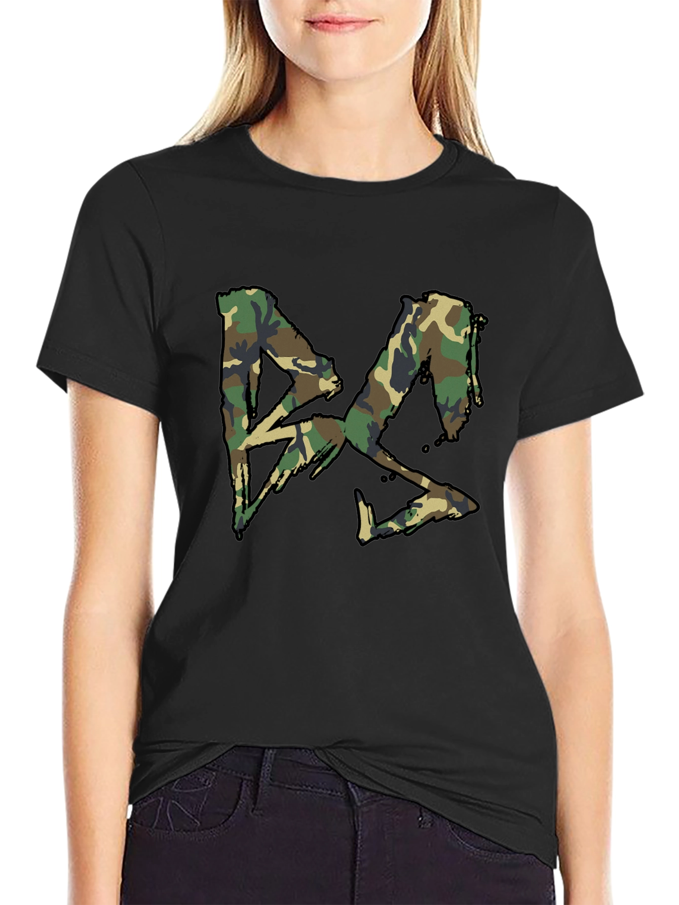 Camo Graphic Tee - Mens Black Short Sleeve Shirt