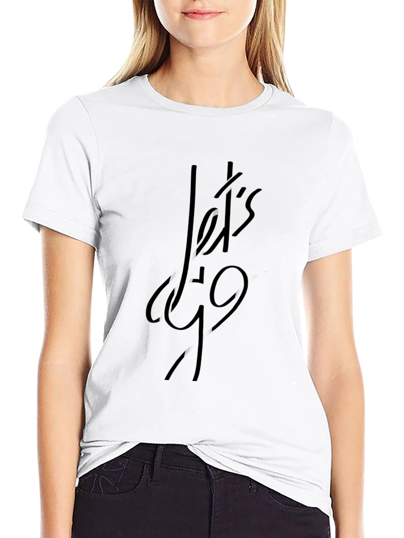 Lets Go Graphic Print Black T-Shirt