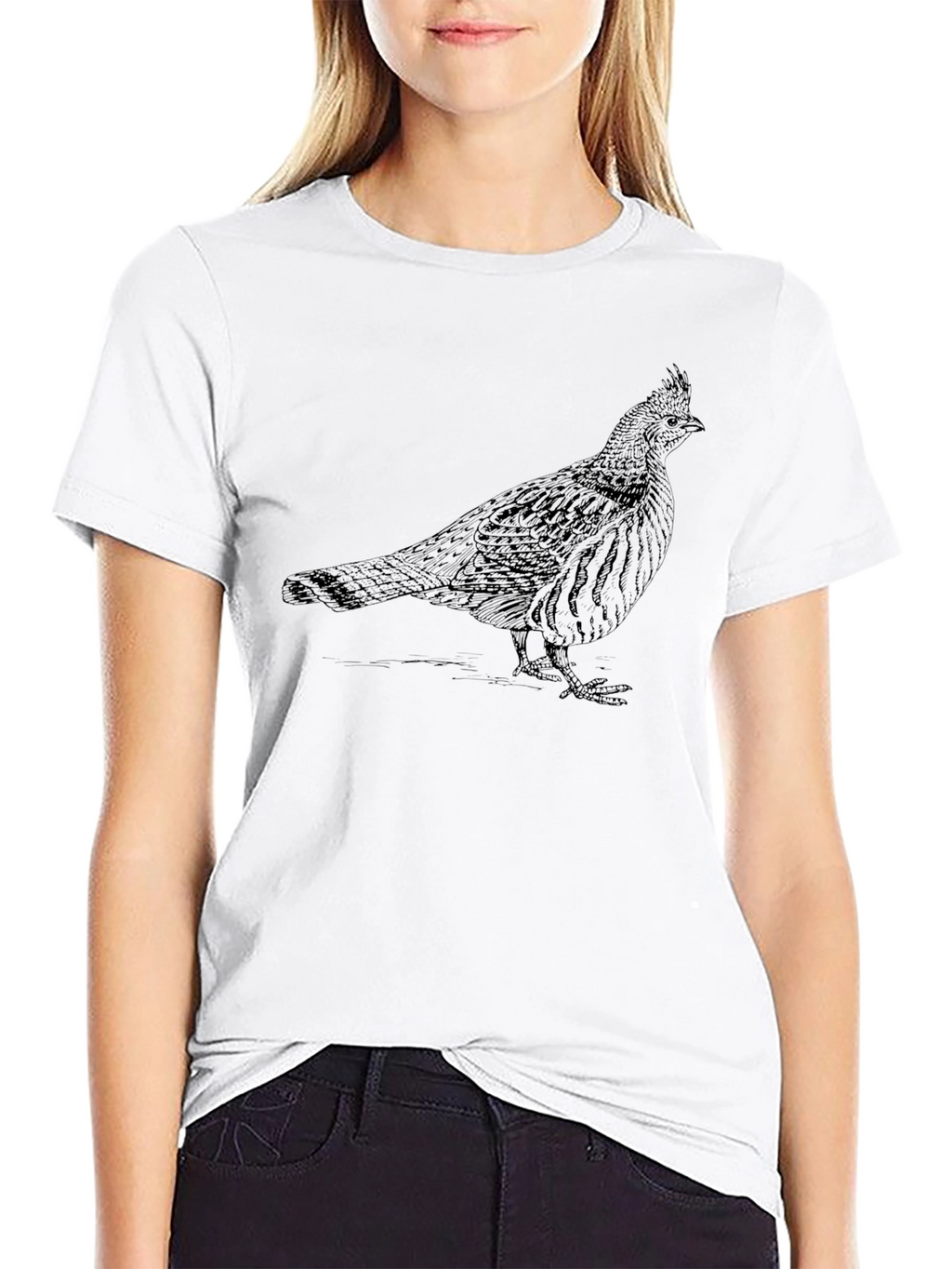 Mens Black T-Shirt with Bird Print