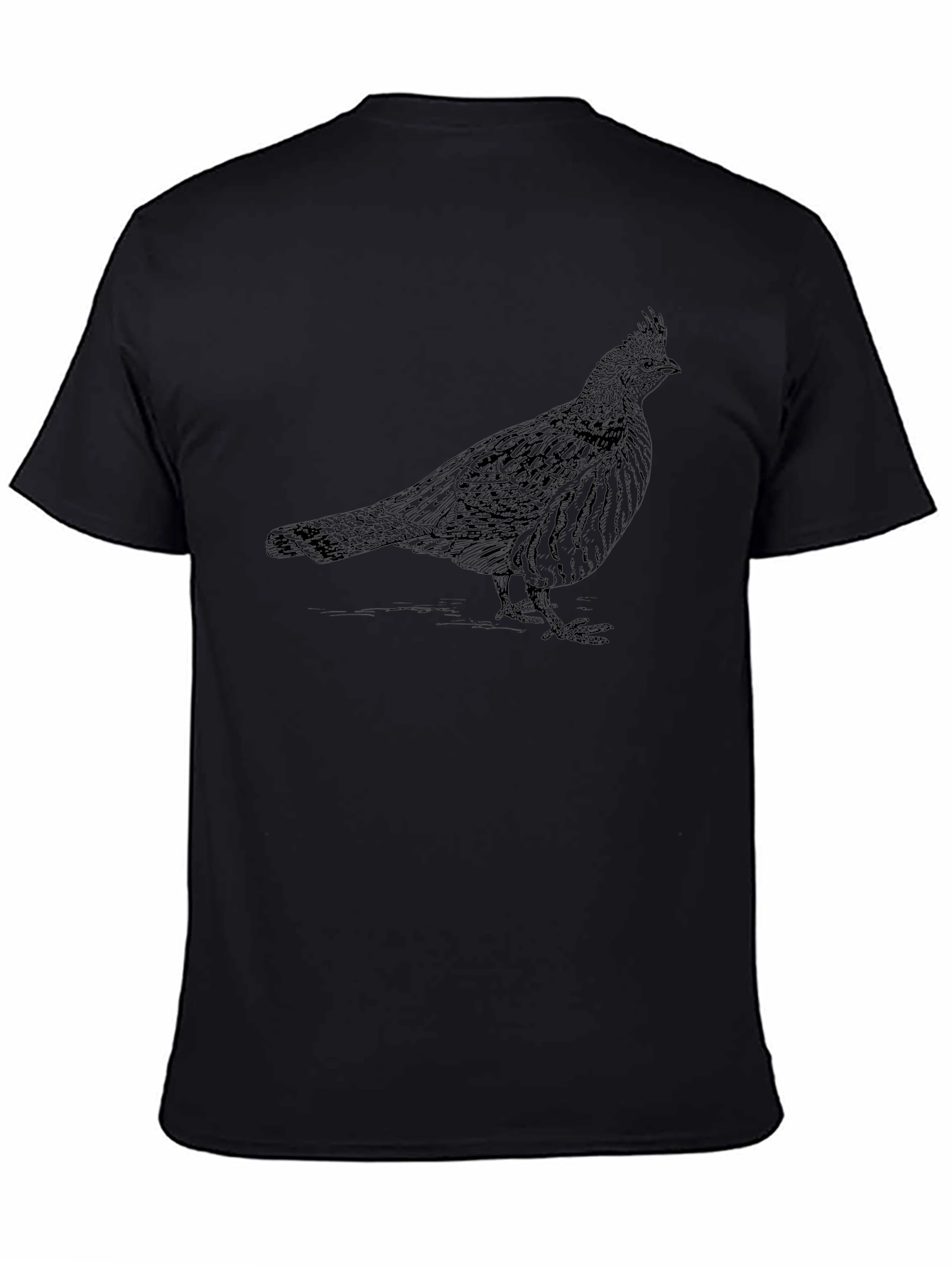 Mens Black T-Shirt with Bird Print