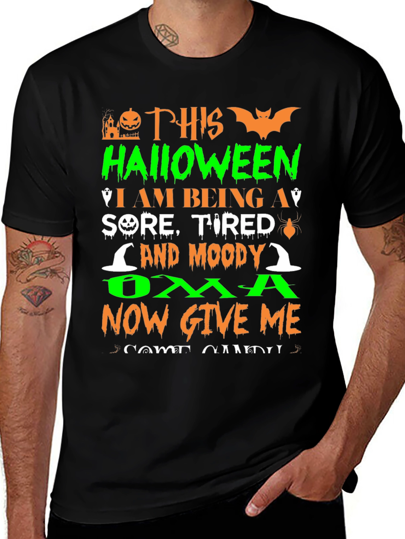 Halloween Oma T-Shirt - Sore Tired & Moody