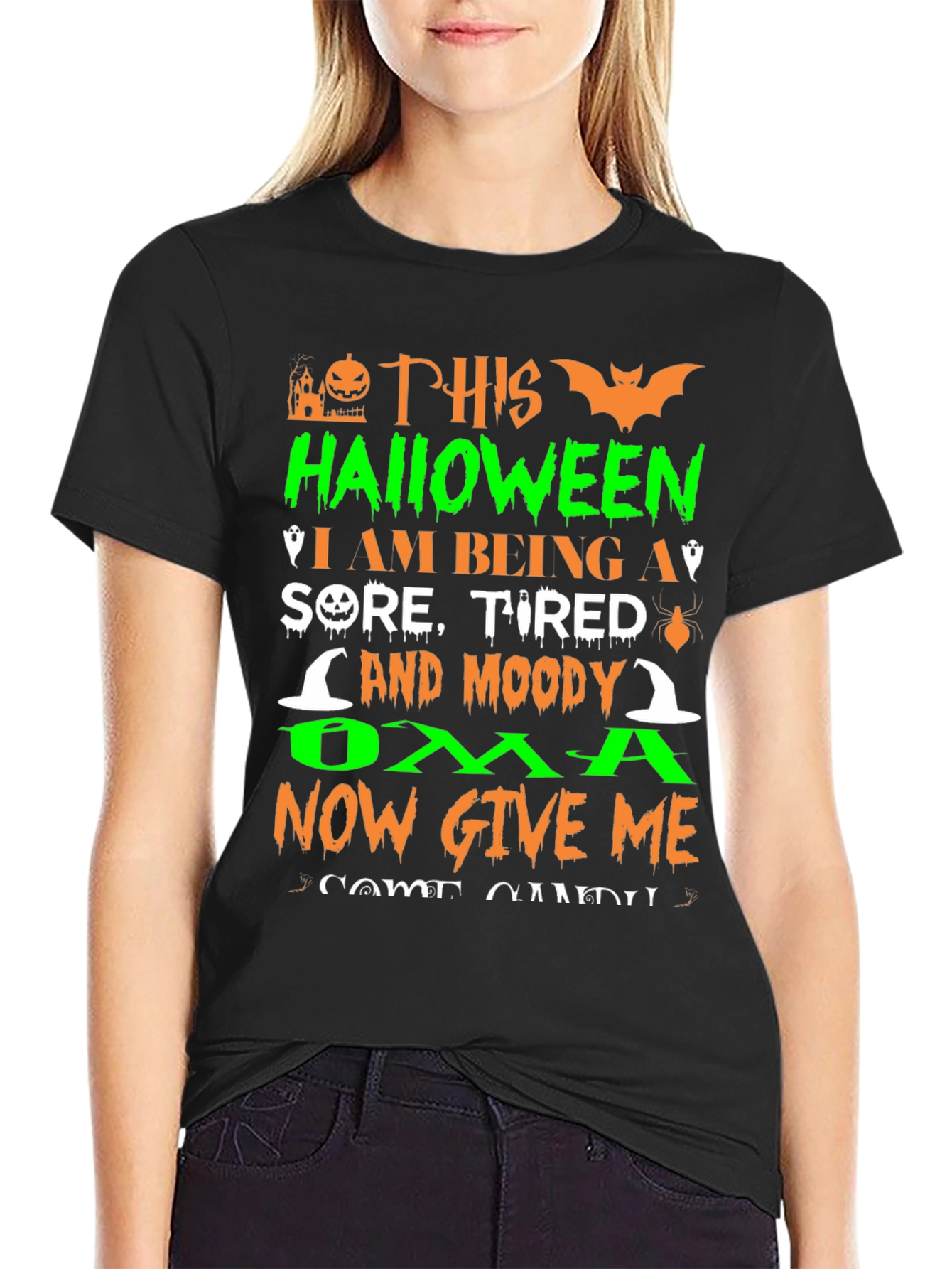 Halloween Oma T-Shirt - Sore Tired & Moody