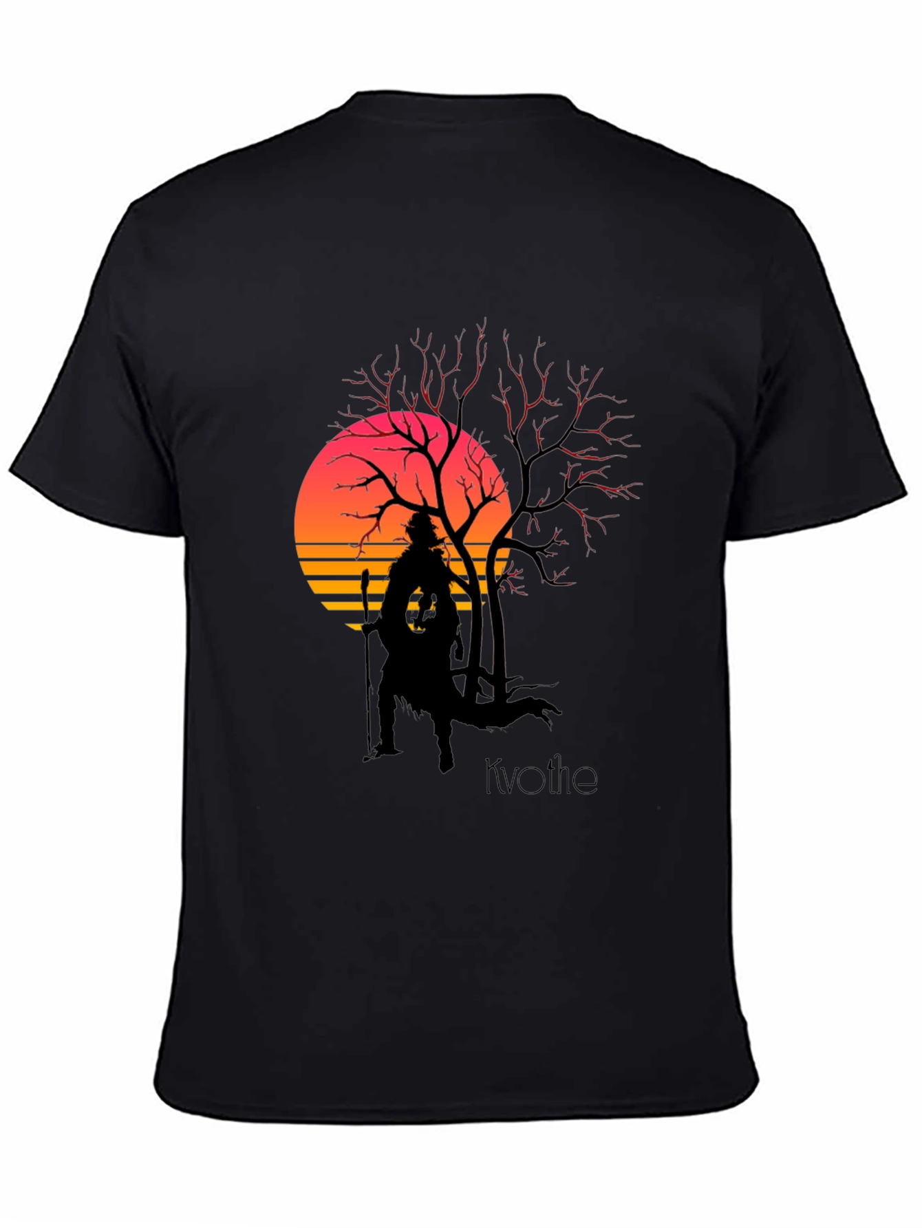 Kvothe Silhouette Tee - Retro Sunset Design