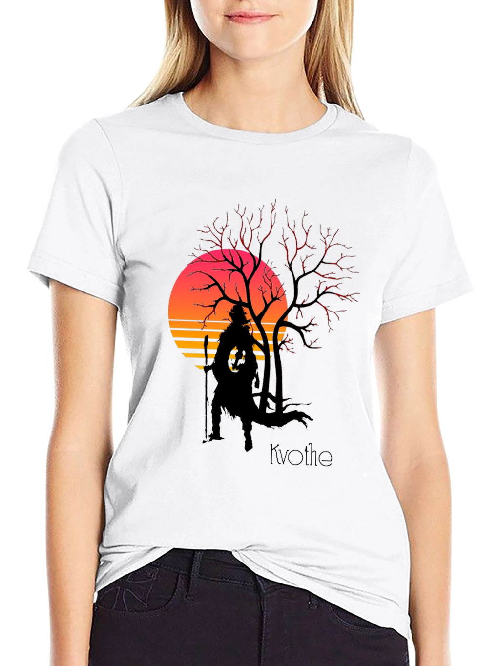 Kvothe Silhouette Tee - Retro Sunset Design
