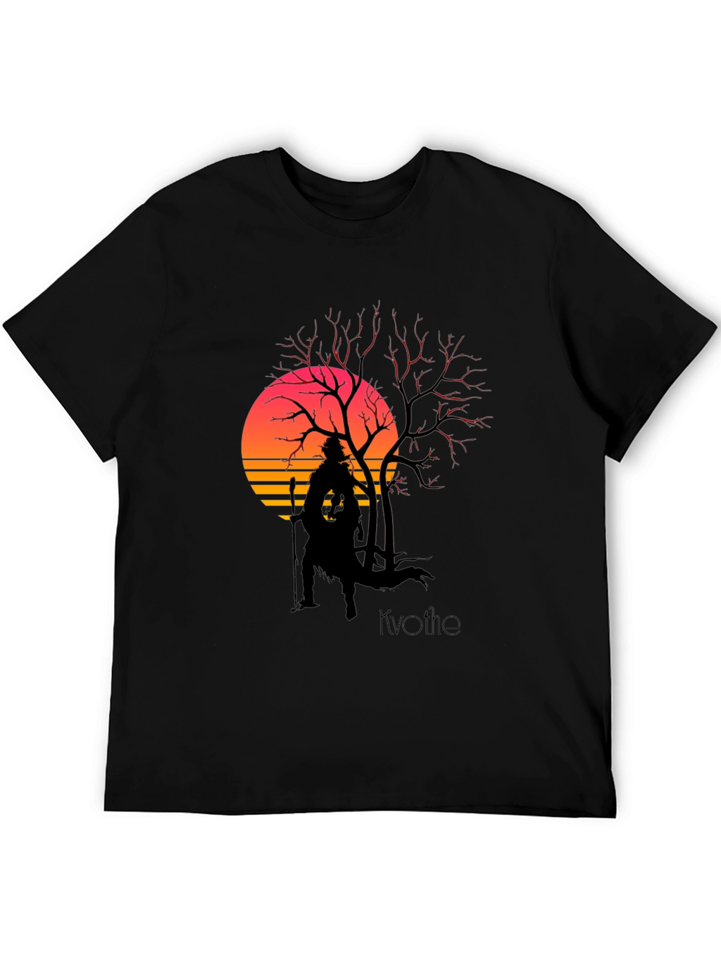 Kvothe Silhouette Tee - Retro Sunset Design