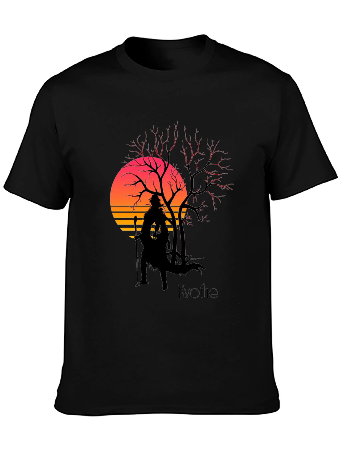Kvothe Silhouette Tee - Retro Sunset Design