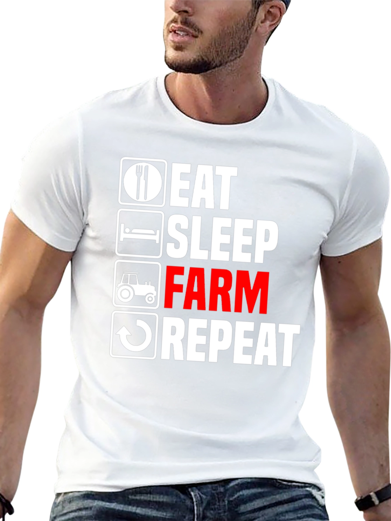Eat Sleep Farm Repeat Graphic Tee