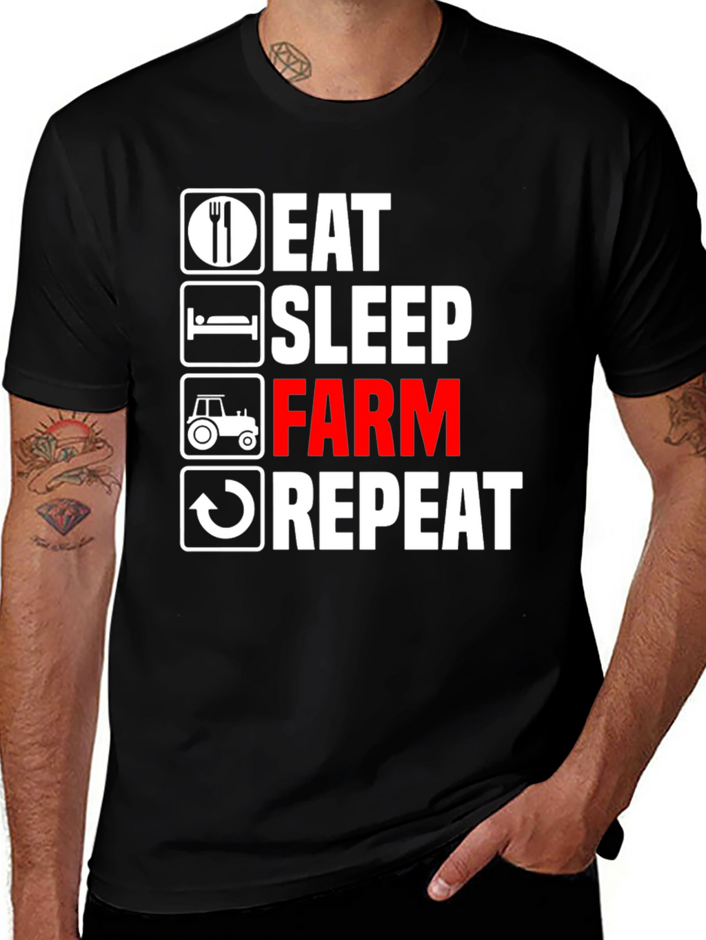 Eat Sleep Farm Repeat Graphic Tee