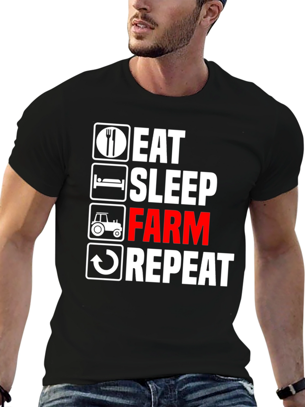 Eat Sleep Farm Repeat Graphic Tee