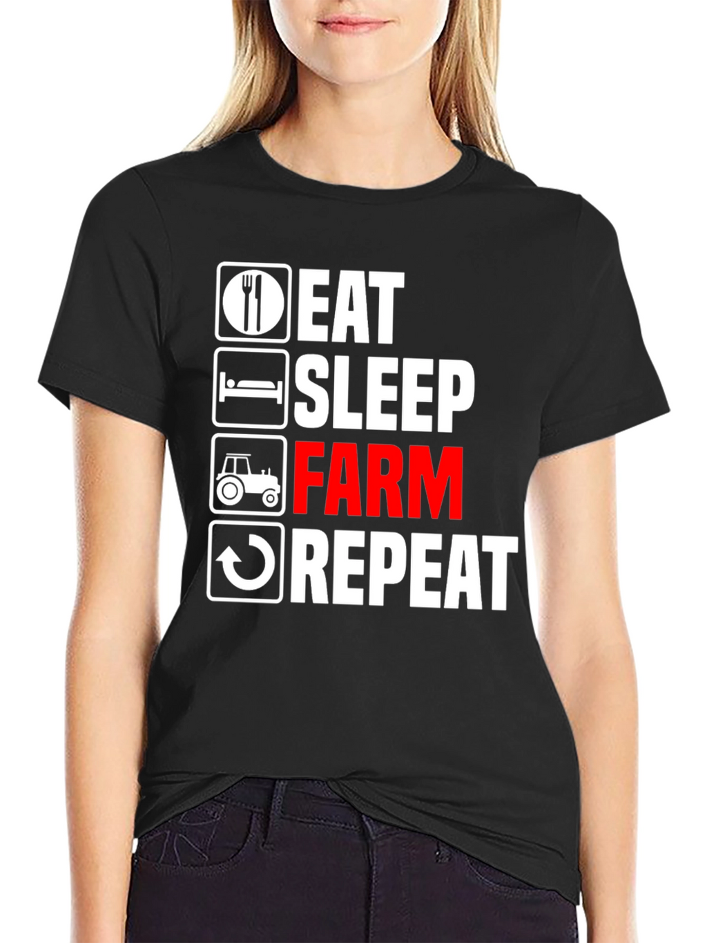 Eat Sleep Farm Repeat Graphic Tee