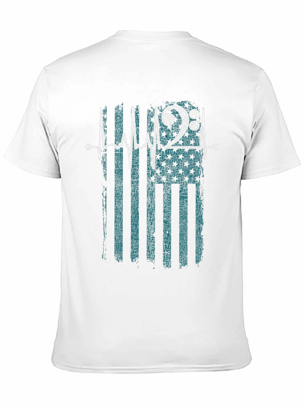 Musical Heartbeat USA Flag Mens Black T-Shirt