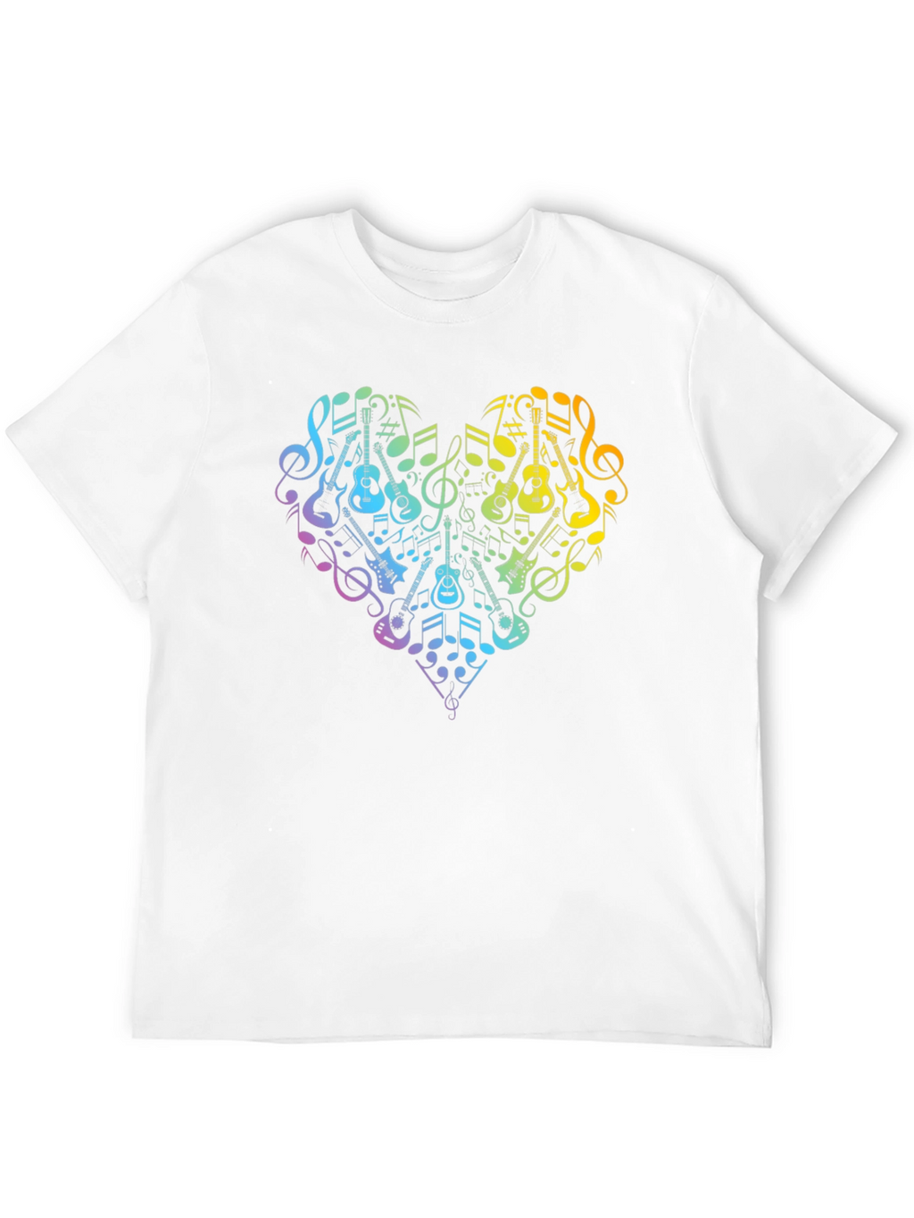 Music Lovers Rainbow Heart Guitar T-Shirt