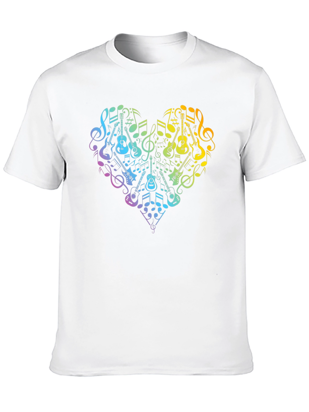 Music Lovers Rainbow Heart Guitar T-Shirt