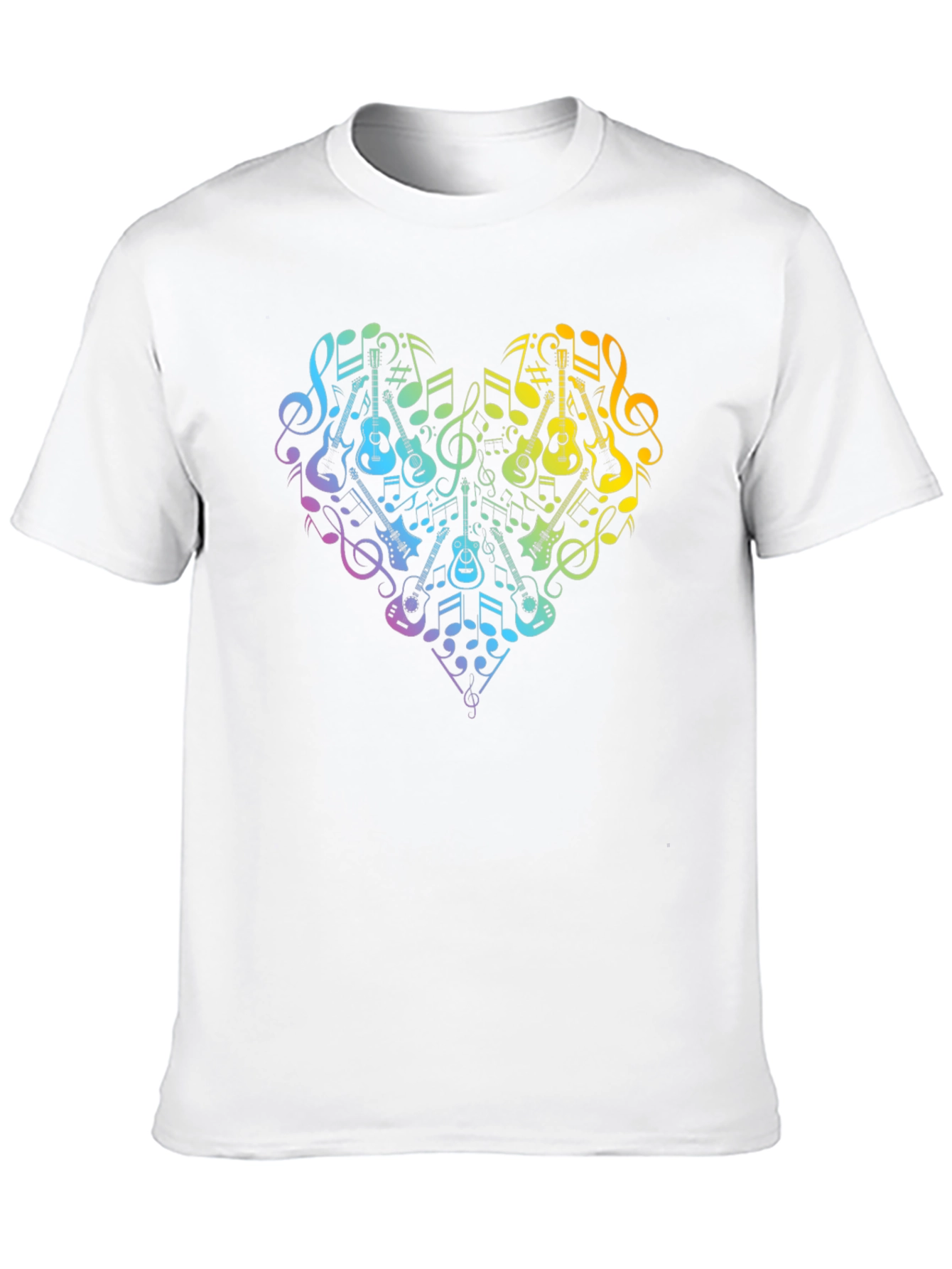 Music Lovers Rainbow Heart Guitar T-Shirt