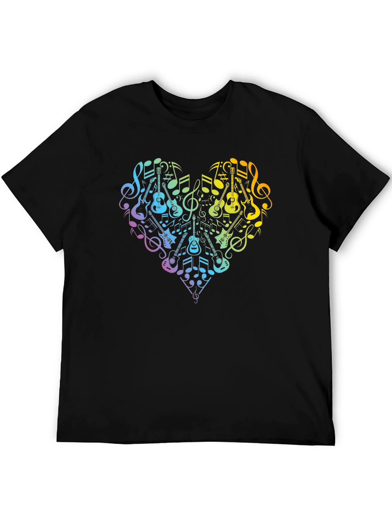 Music Lovers Rainbow Heart Guitar T-Shirt