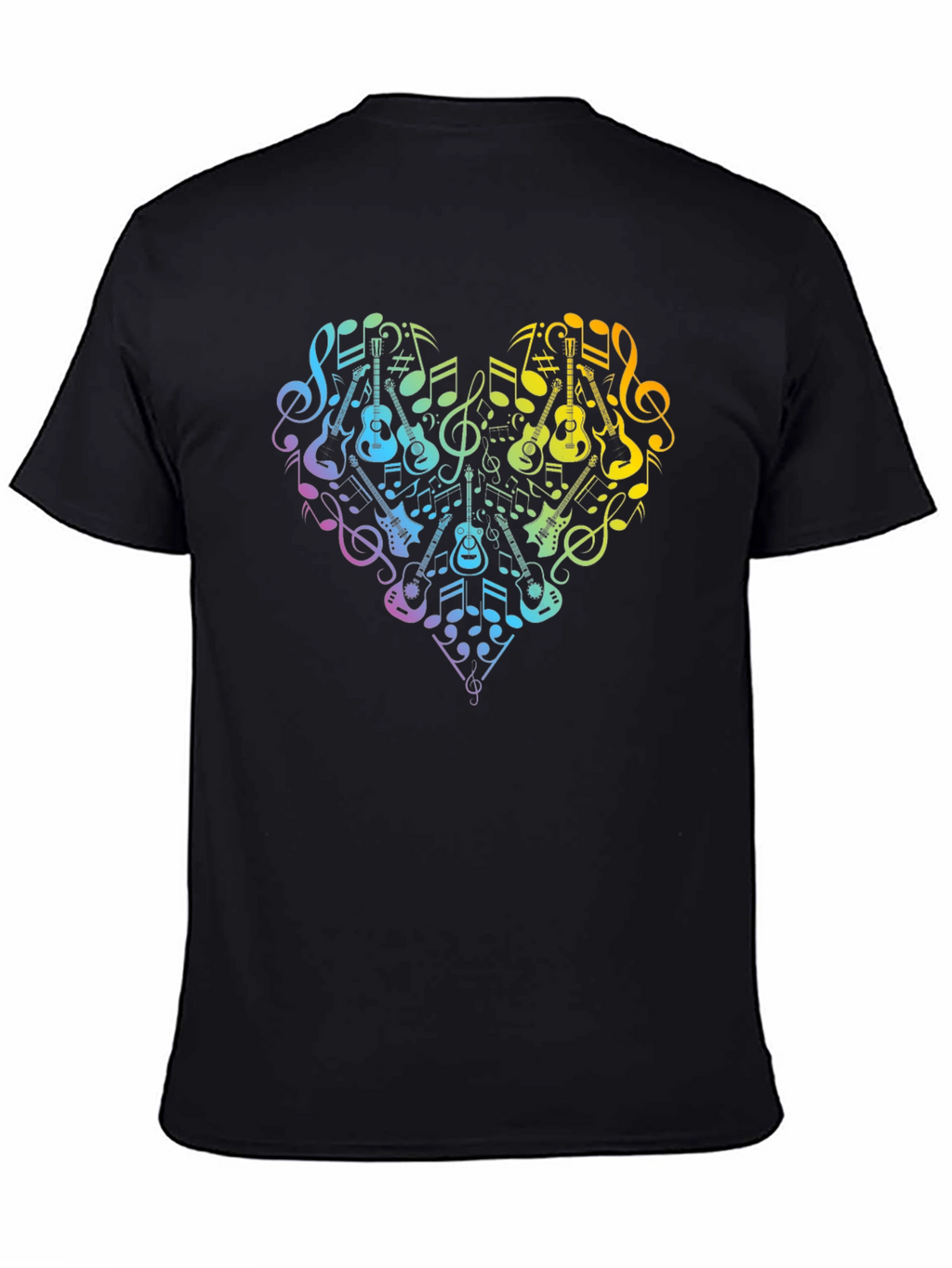 Music Lovers Rainbow Heart Guitar T-Shirt
