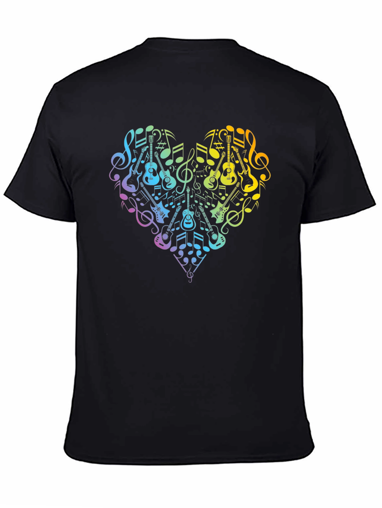 Music Lovers Rainbow Heart Guitar T-Shirt