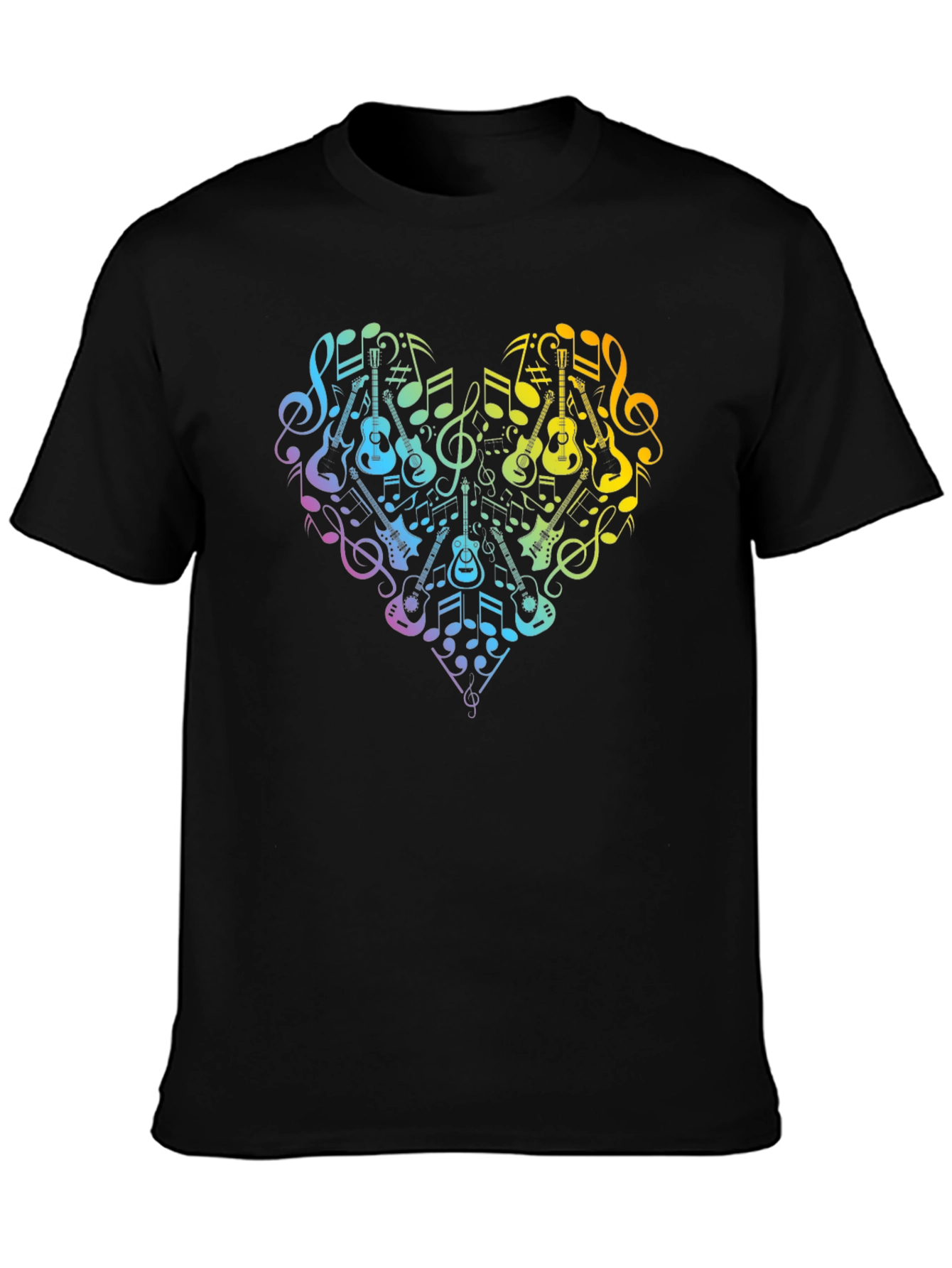 Music Lovers Rainbow Heart Guitar T-Shirt